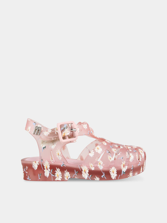 Sandali rosa per bambina con margherite,Mini Melissa,33320-52868