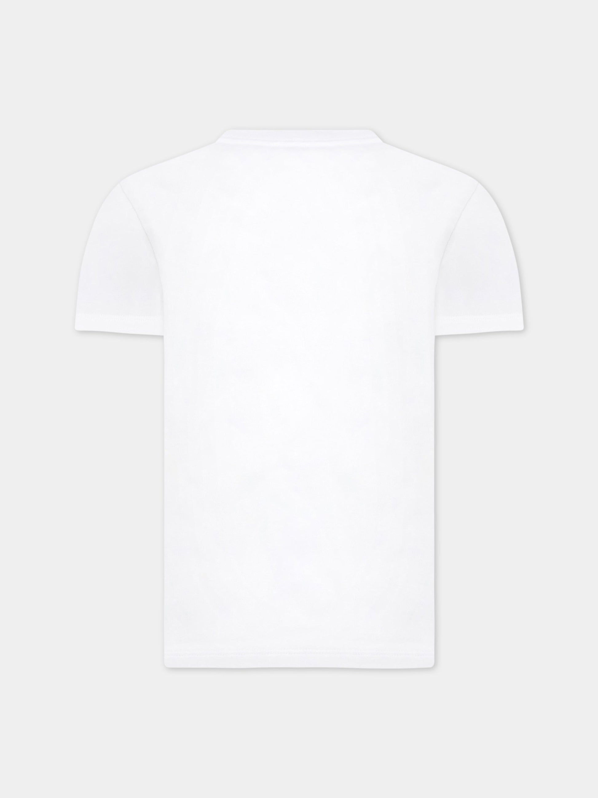 T-shirt bianca per bambino con dinosauro fluorescente,Paul Smith Junior,P25221 10P