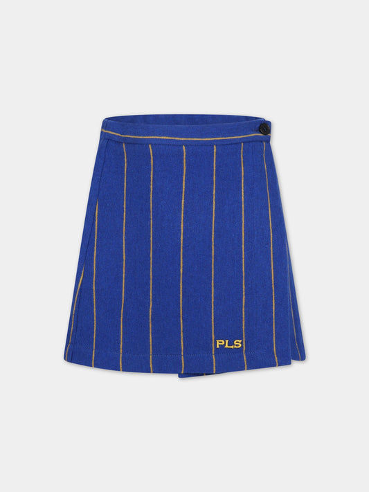 Gonna blu per bambina con logo giallo,Philosophy,PJGO53 ML241 YPUNI2