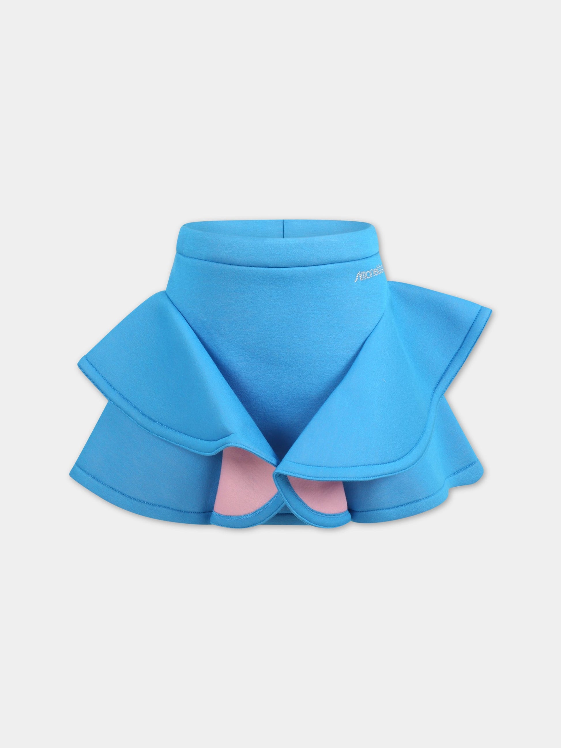 Gonna azzurra per bambina con logo,Simonetta,1P7107 A0012 609RS