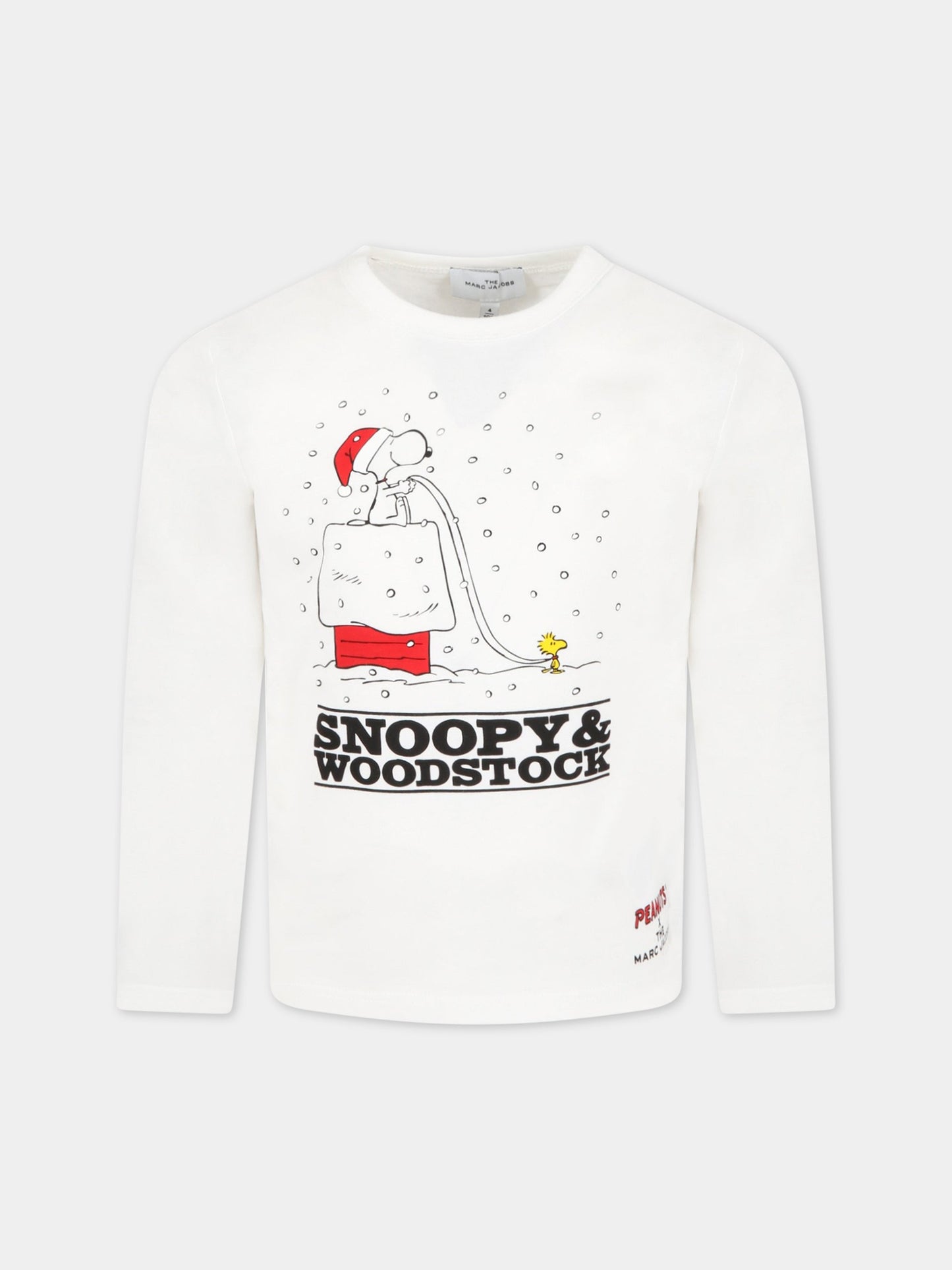 T-shirt bianca per bambini con Snoopy,Little Marc Jacobs,W15589 117