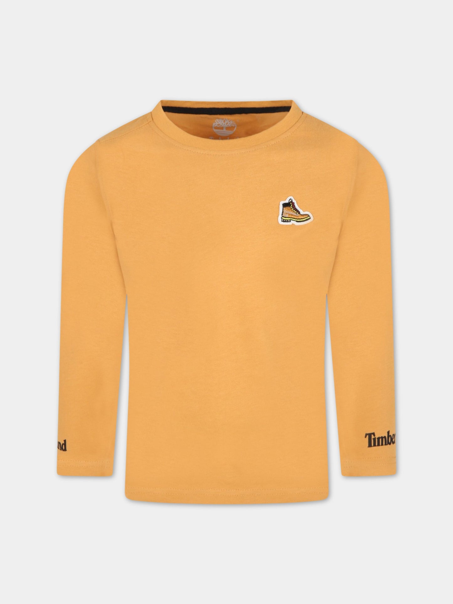 T-shirt arancione per bambino con iconica scarpa,Timberland,T25S75 589
