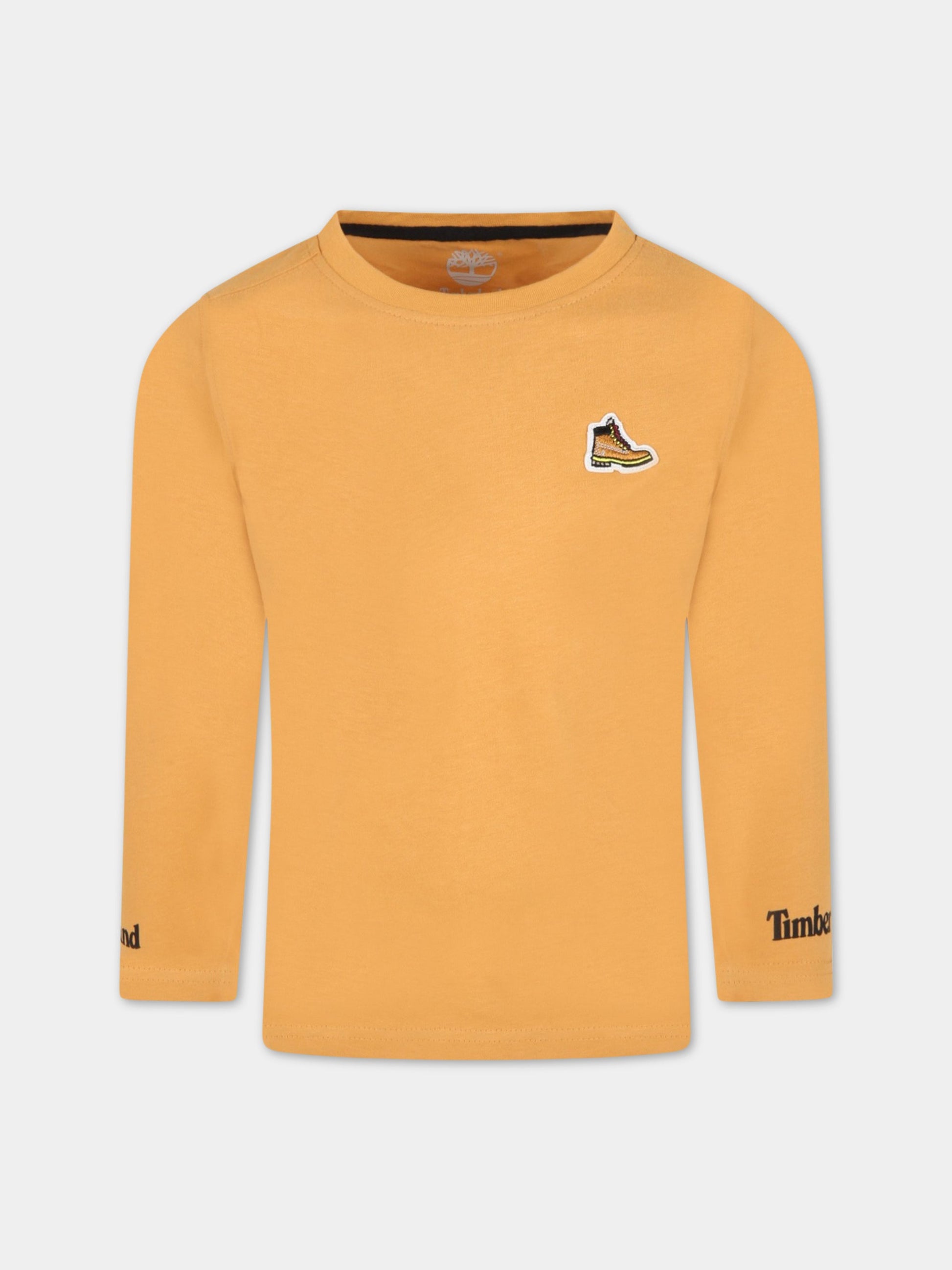 T-shirt arancione per bambino con iconica scarpa,Timberland,T25S75 589