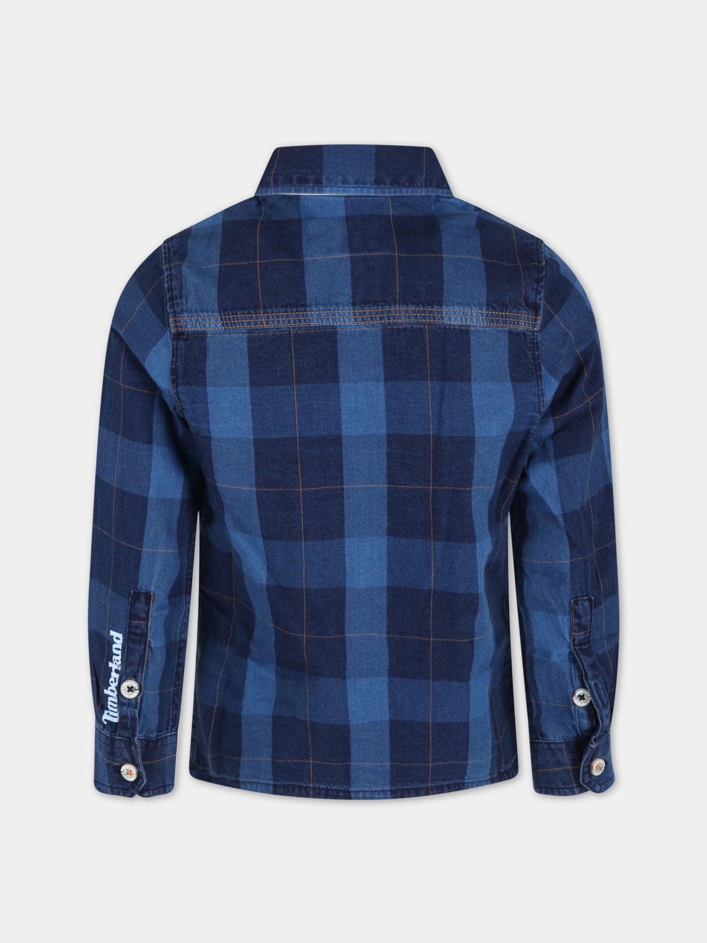 Camicia blu denim per bambino con patch,Timberland,T25S50 MARINE