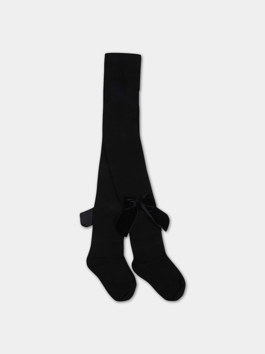 Collant neri per bambina con fiocchi,Story Loris,13536 N9