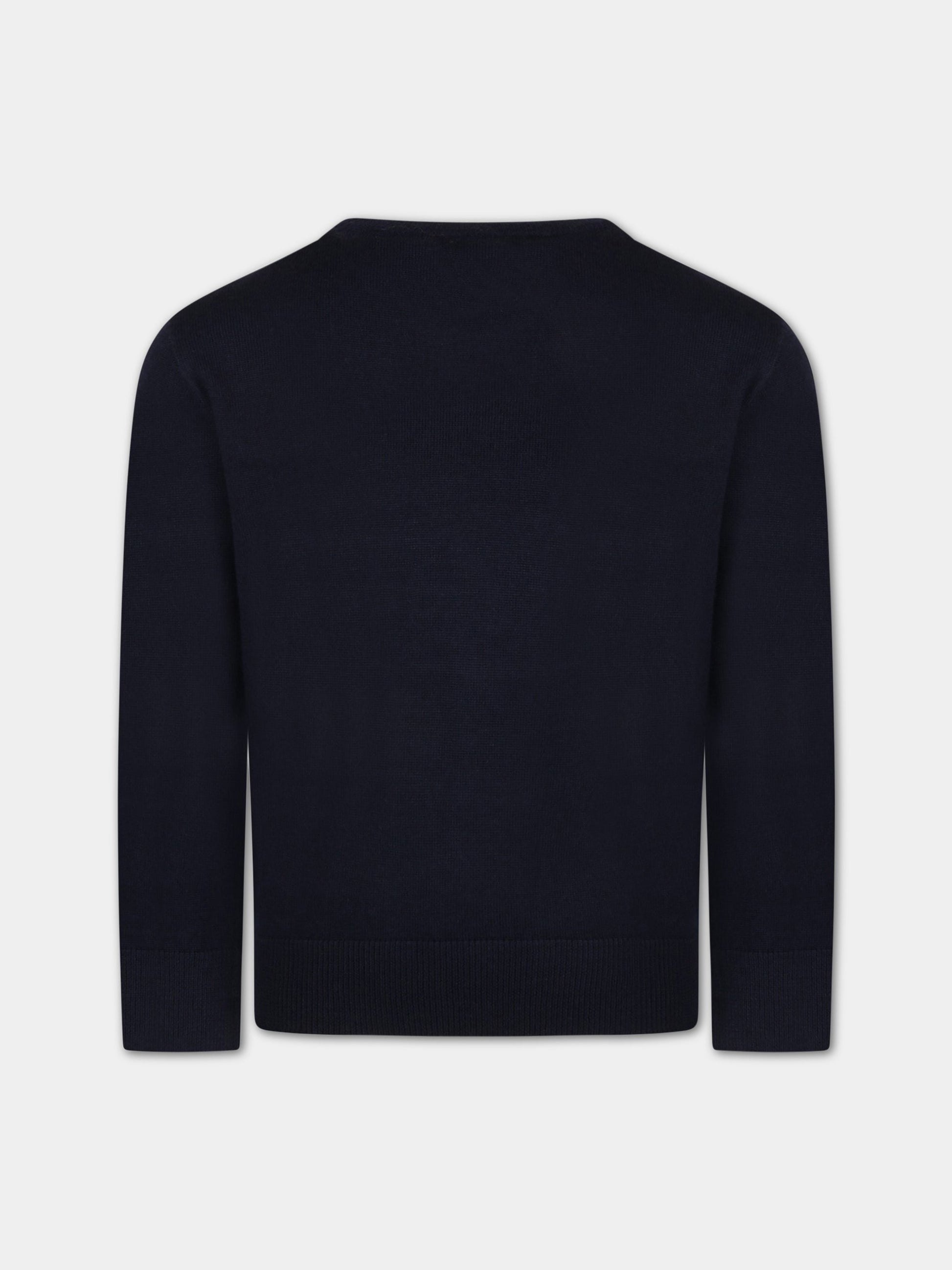 Maglione blu per bambino con cavallino blu,Ralph Lauren Kids,749887009