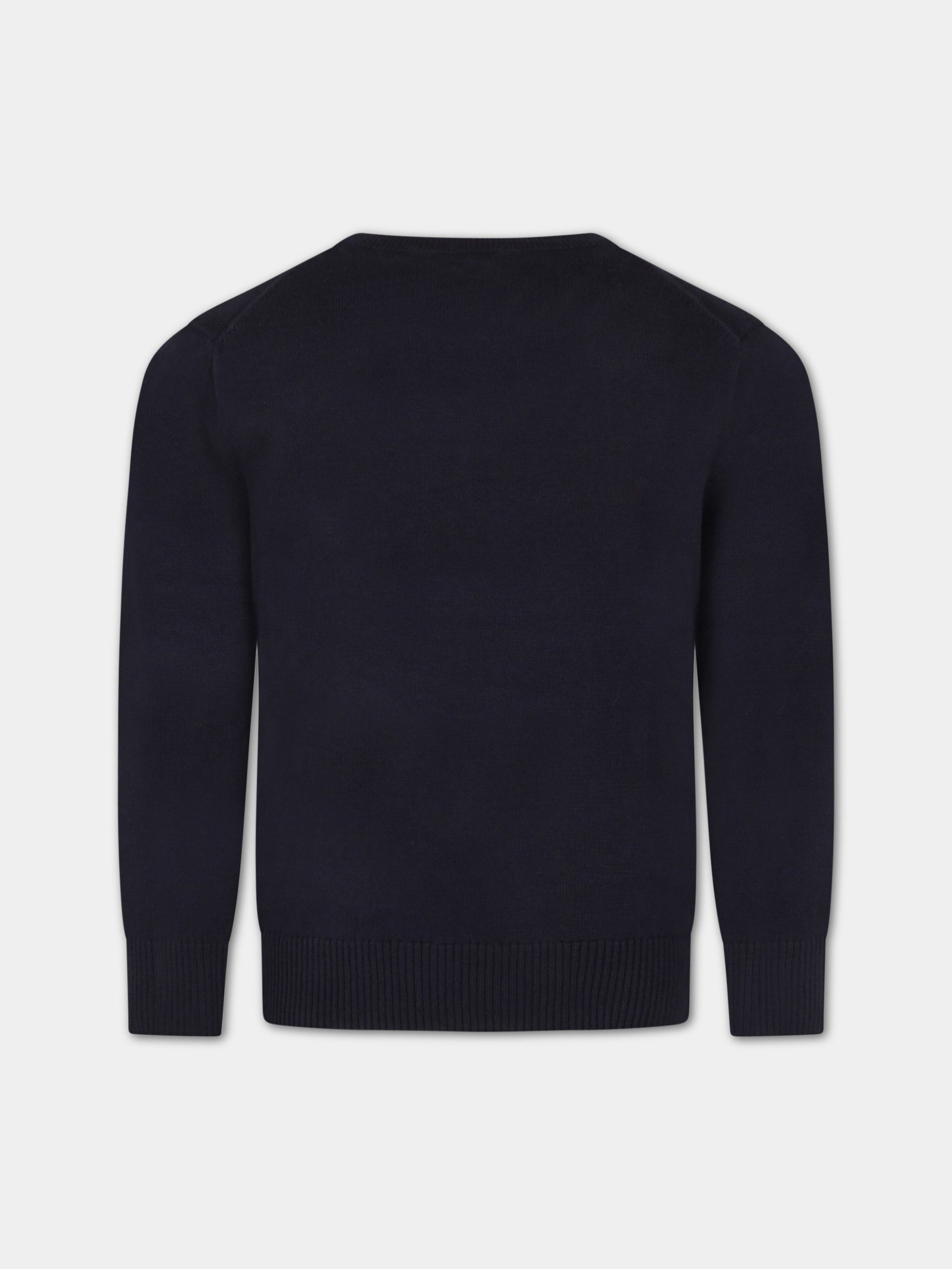 Maglione blu per bambino con cavallino rosso,Ralph Lauren Kids,799886001