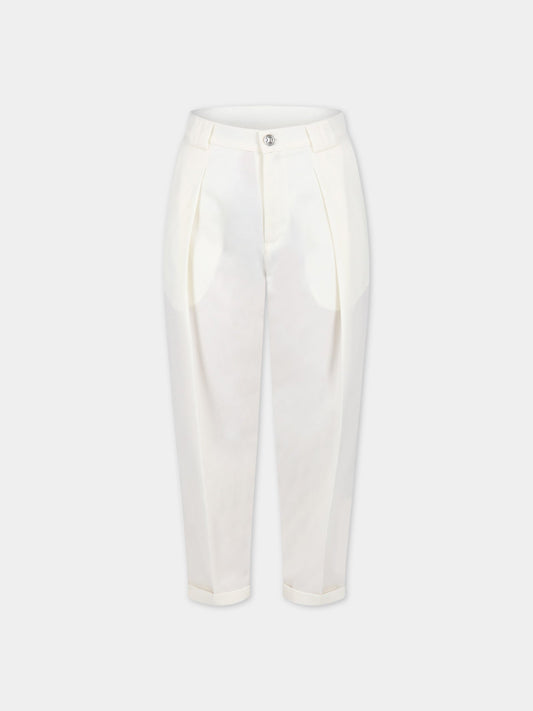 Pantaloni avorio per bambino con logo,Balmain Kids,6Q6690 I0028 102