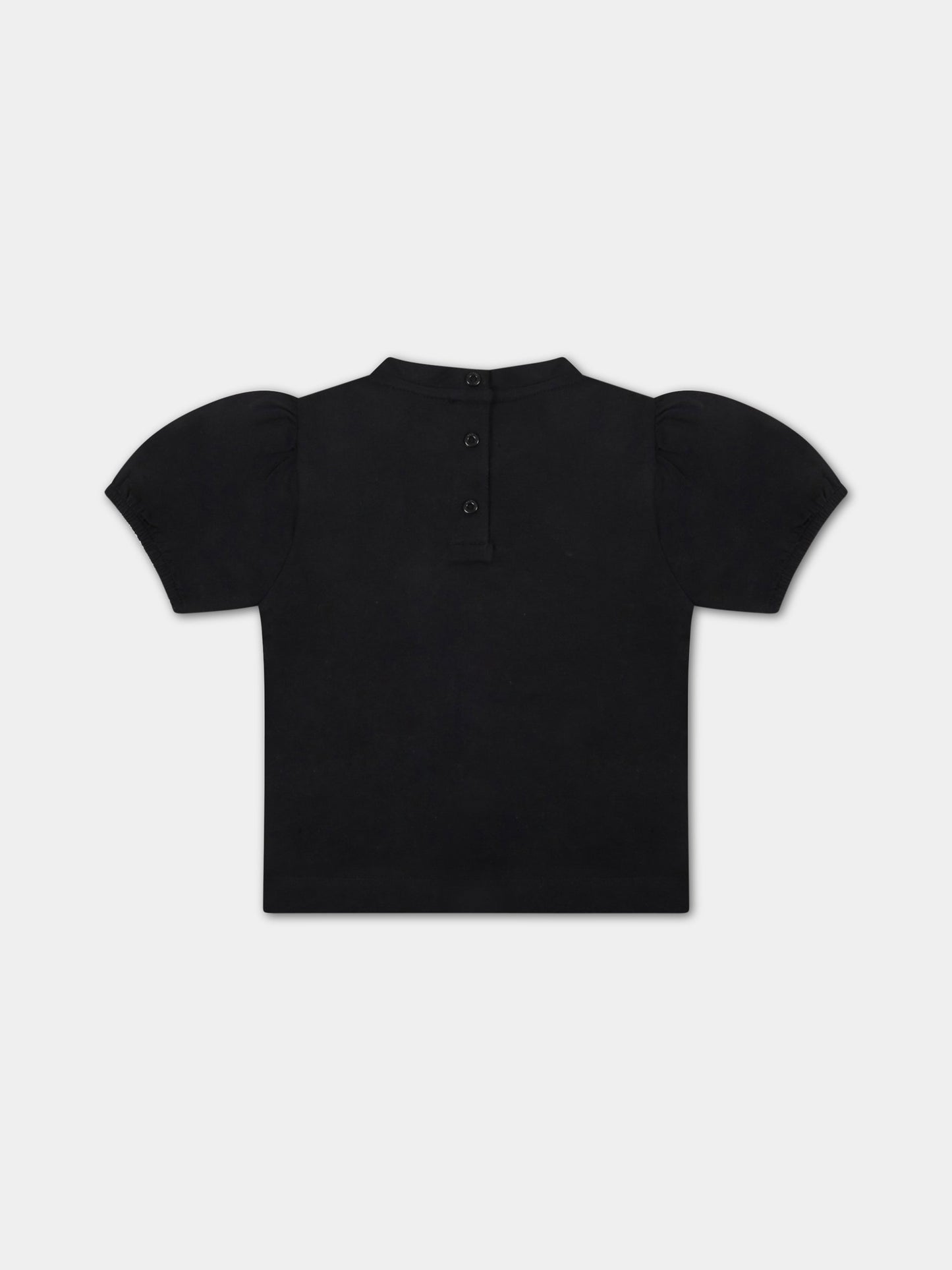 T-shirt nera per neonata con logo dorato,Balmain Kids,6Q8851 J0006 93OR