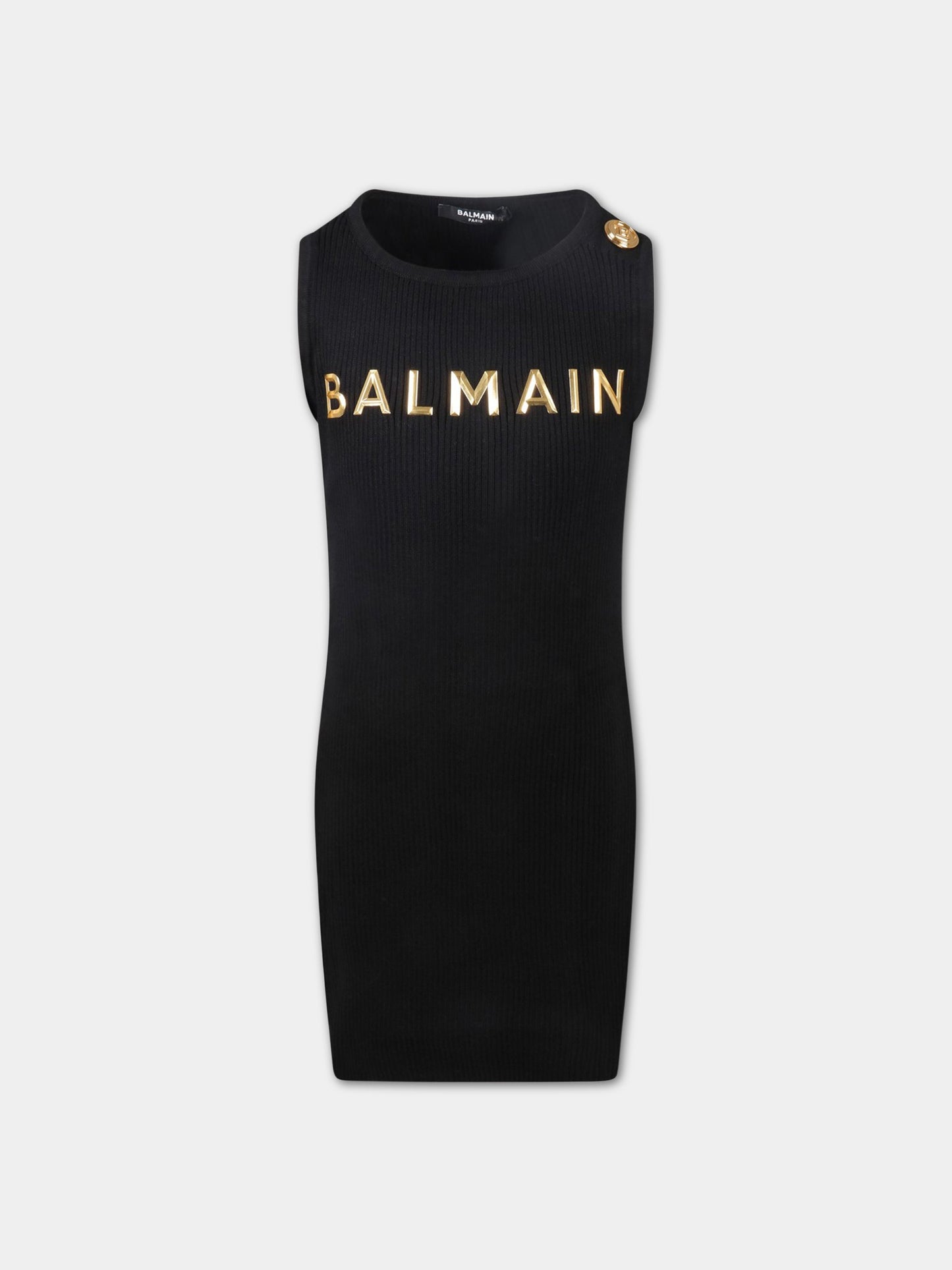 Vestito nero per bambina con logo,Balmain Kids,6Q1252 X0003 930