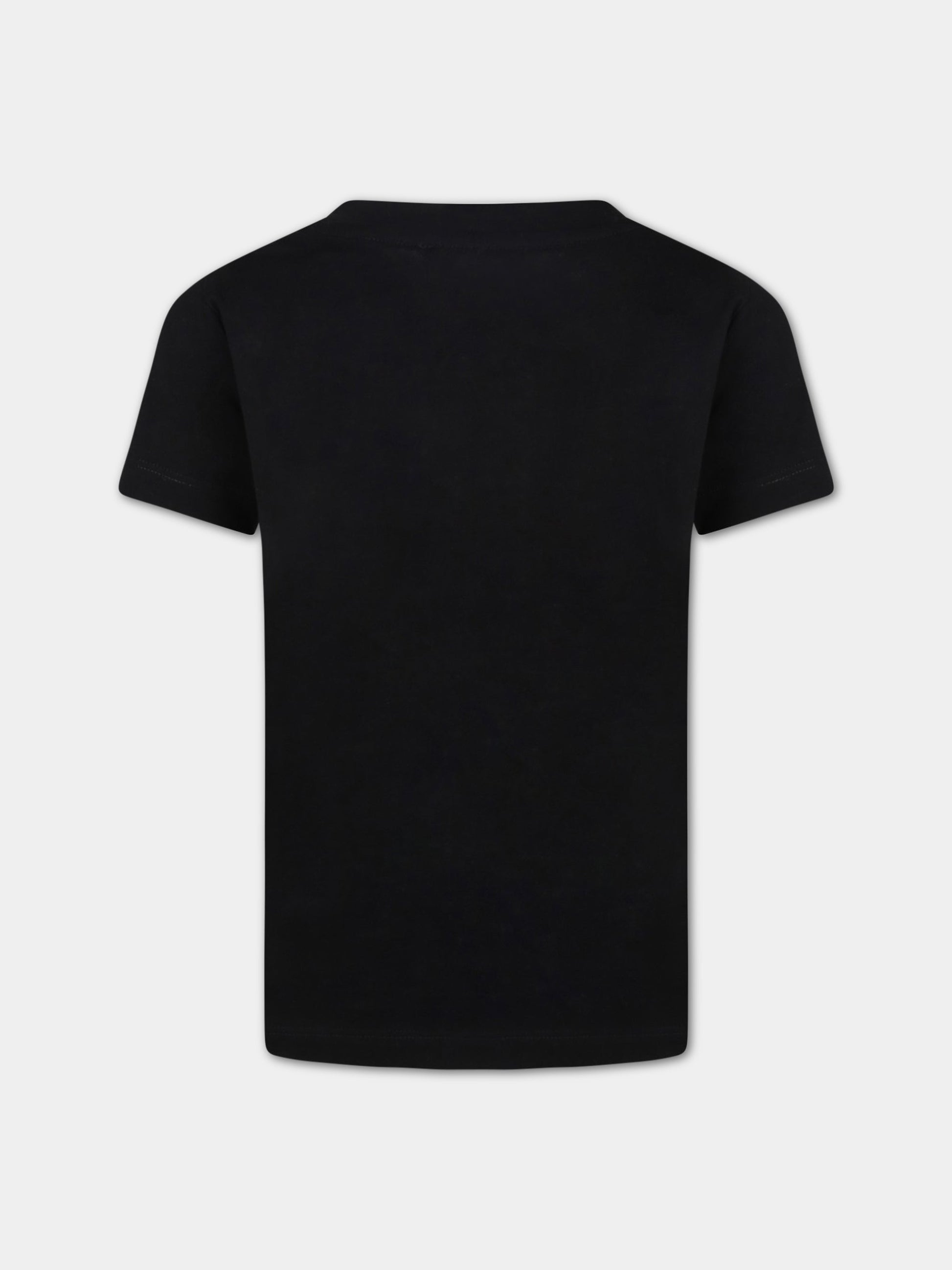 T-shirt nera per bambina con logo dorato,Balmain Kids,6Q8D11 J0006 930OR