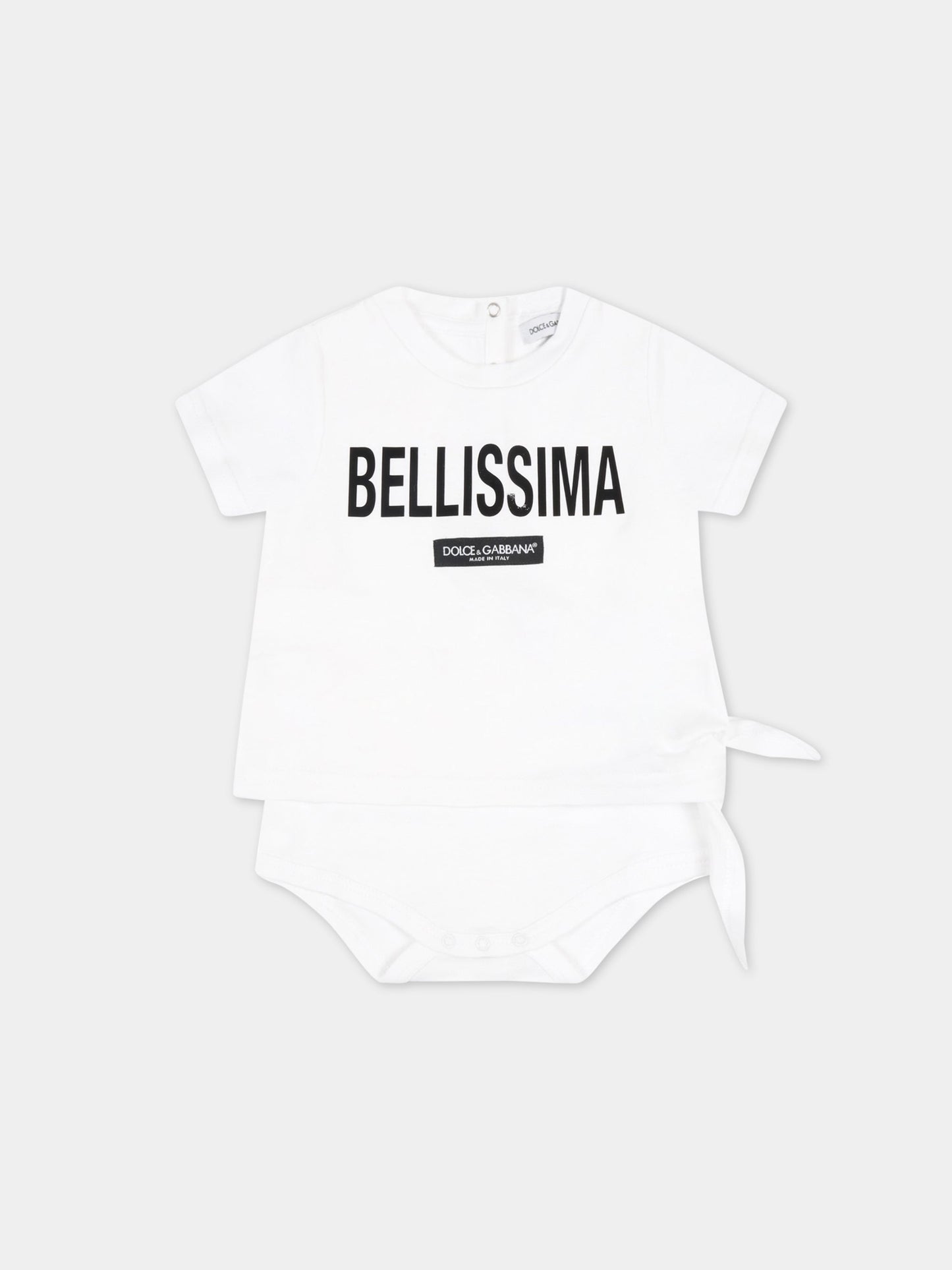 T-shirt bianca per neonata con scritta,Dolce & Gabbana Kids,L2JOX0 G7B4I W0800