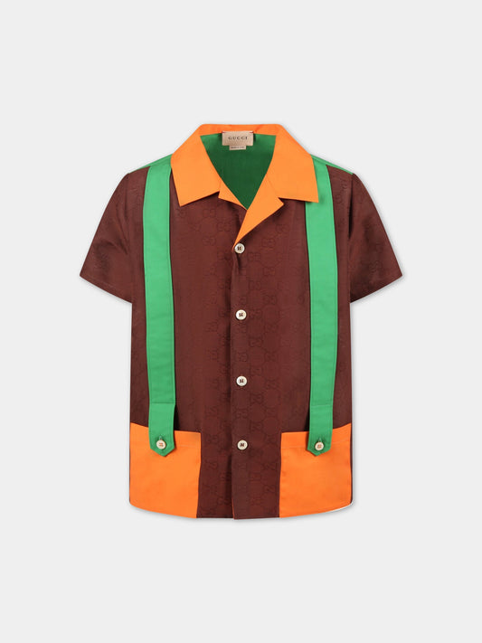 Camicia multicolor per bambini con doppie GG,Gucci Kids,653804 XWARF 2322