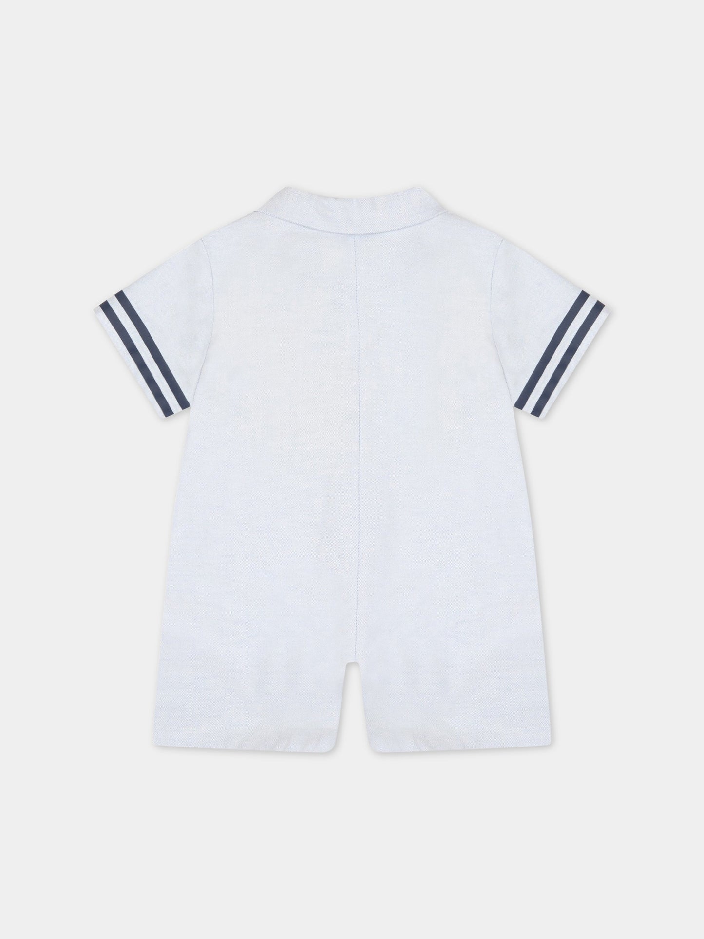 Pagliaccetto celeste per neonato con numero 25 e logo blu,Gucci Kids,677688 XWARI 4910