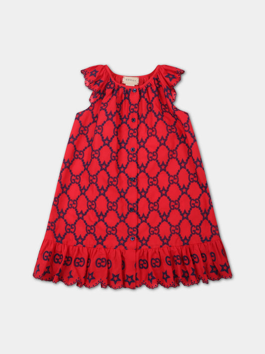 Vestito rosso per neonata con doppia GG,Gucci Kids,673564 ZAHX3 6414