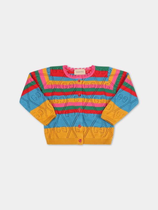 Cardigan multicolor per neonata con doppie GG,Gucci Kids,677012 XKB7F 5152