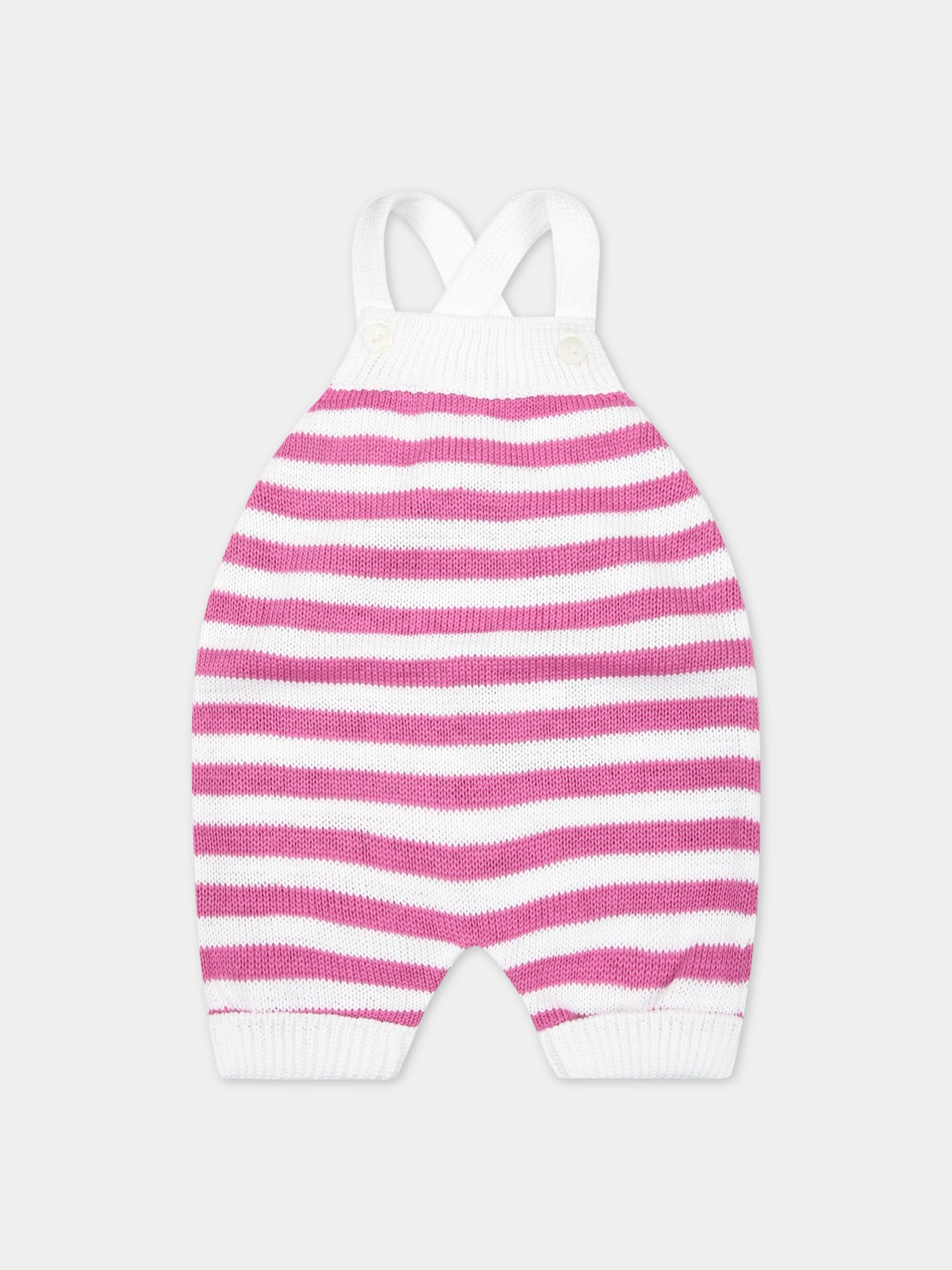 Salopette multicolor per neonata,Little Bear,4002 BIANCO/PEONIA