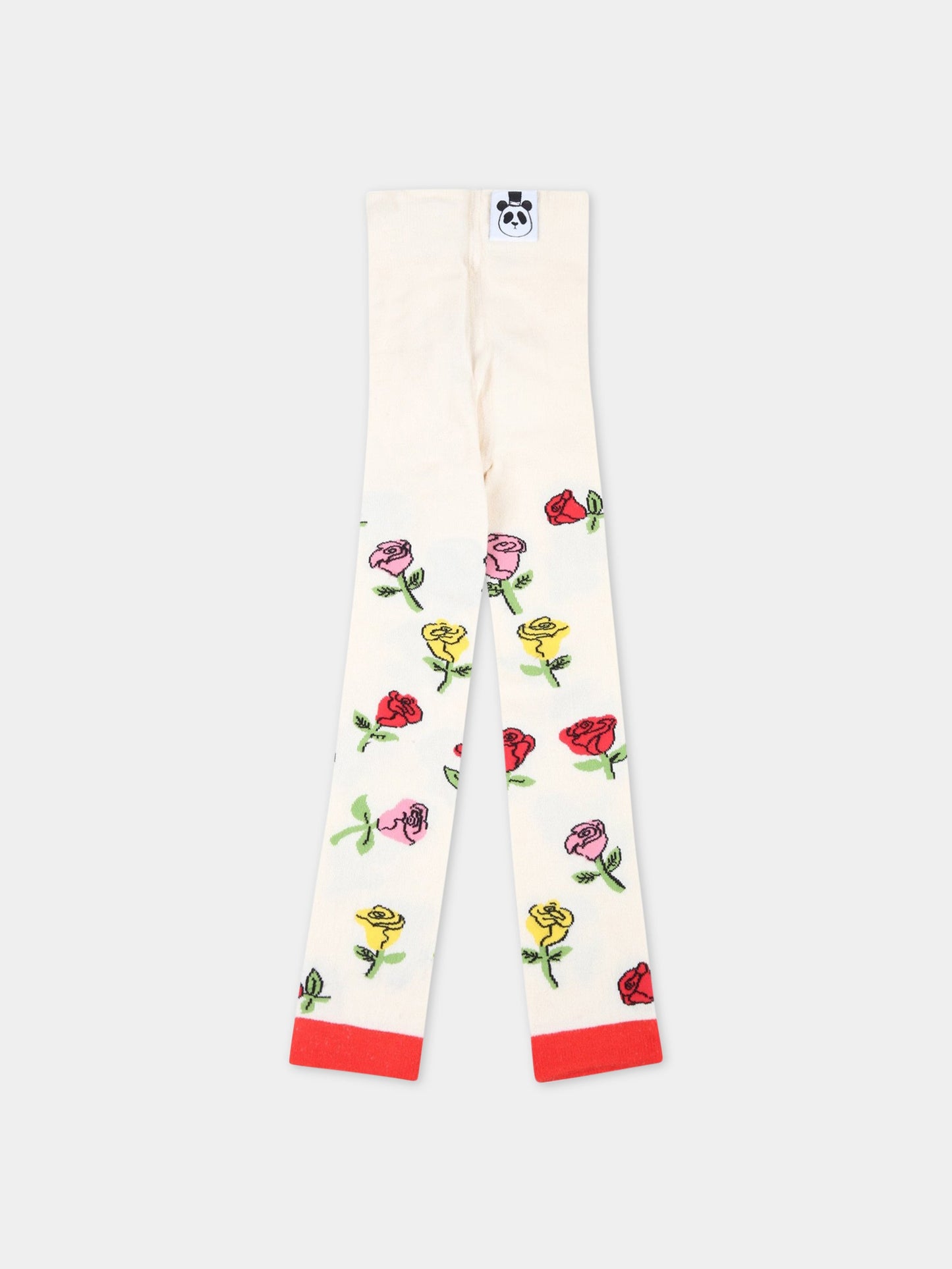 Collant avorio per bambina con rose,Mini Rodini,2216011811