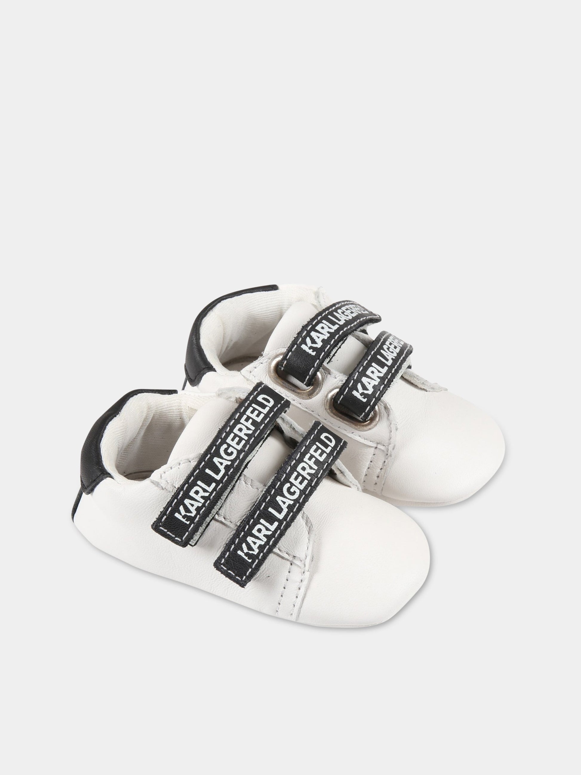 Scarpe bianche da culla per neonato con logo,Karl Lagerfeld Kids,Z99015 10B