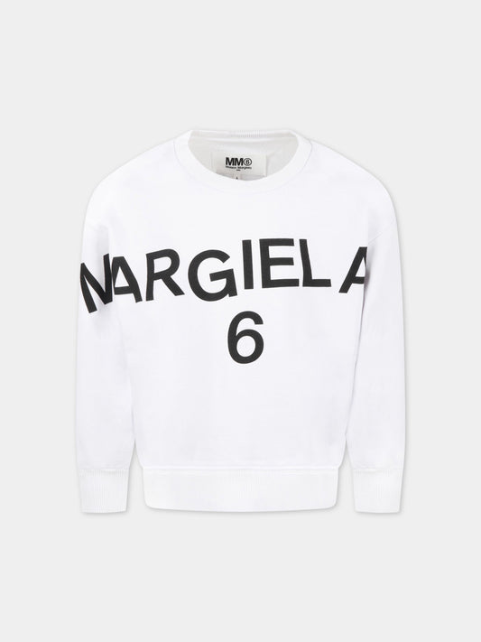 Felpa bianca per bambini con logo,Mm6 Maison Margiela,M60166 MM006 M6100