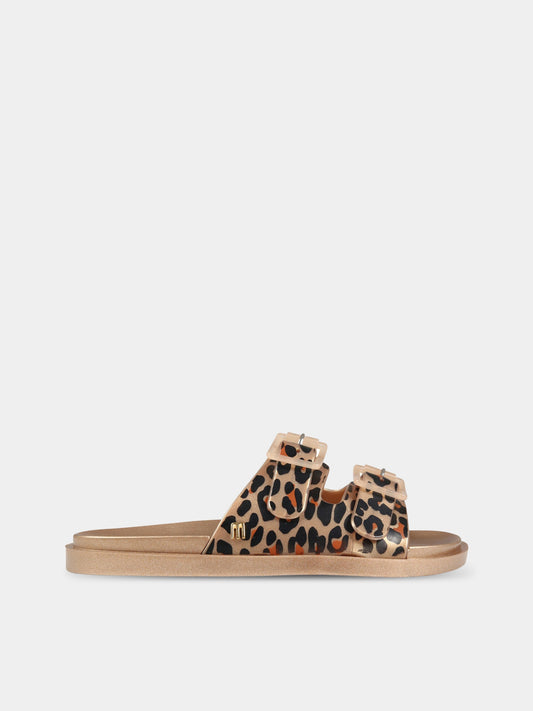 Sandali dorati per bambina con stampa animalier,Mini Melissa,33470 51698