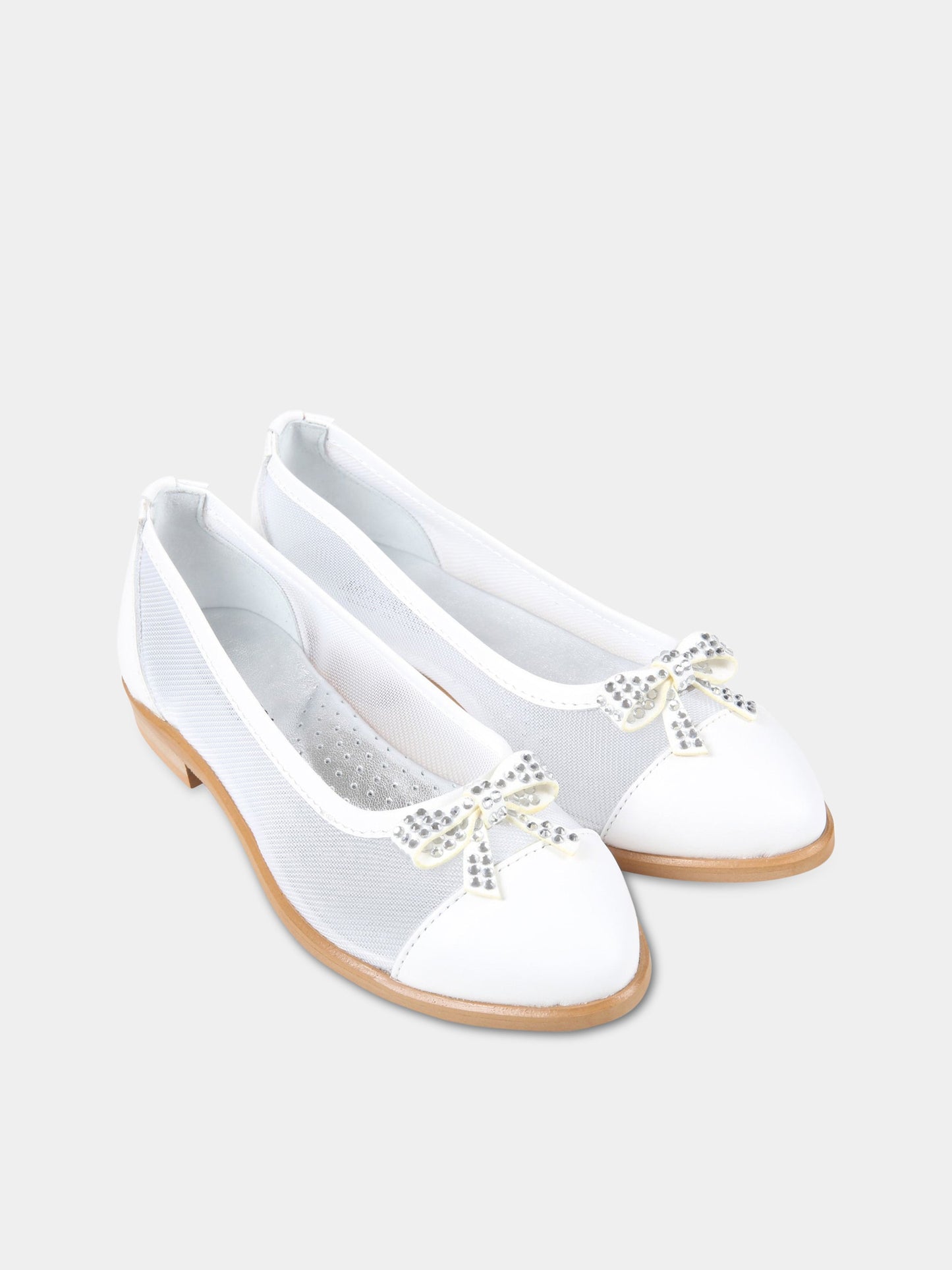 Ballerine bianche per bambina con fiocco,Monnalisa,879006 9708 0001