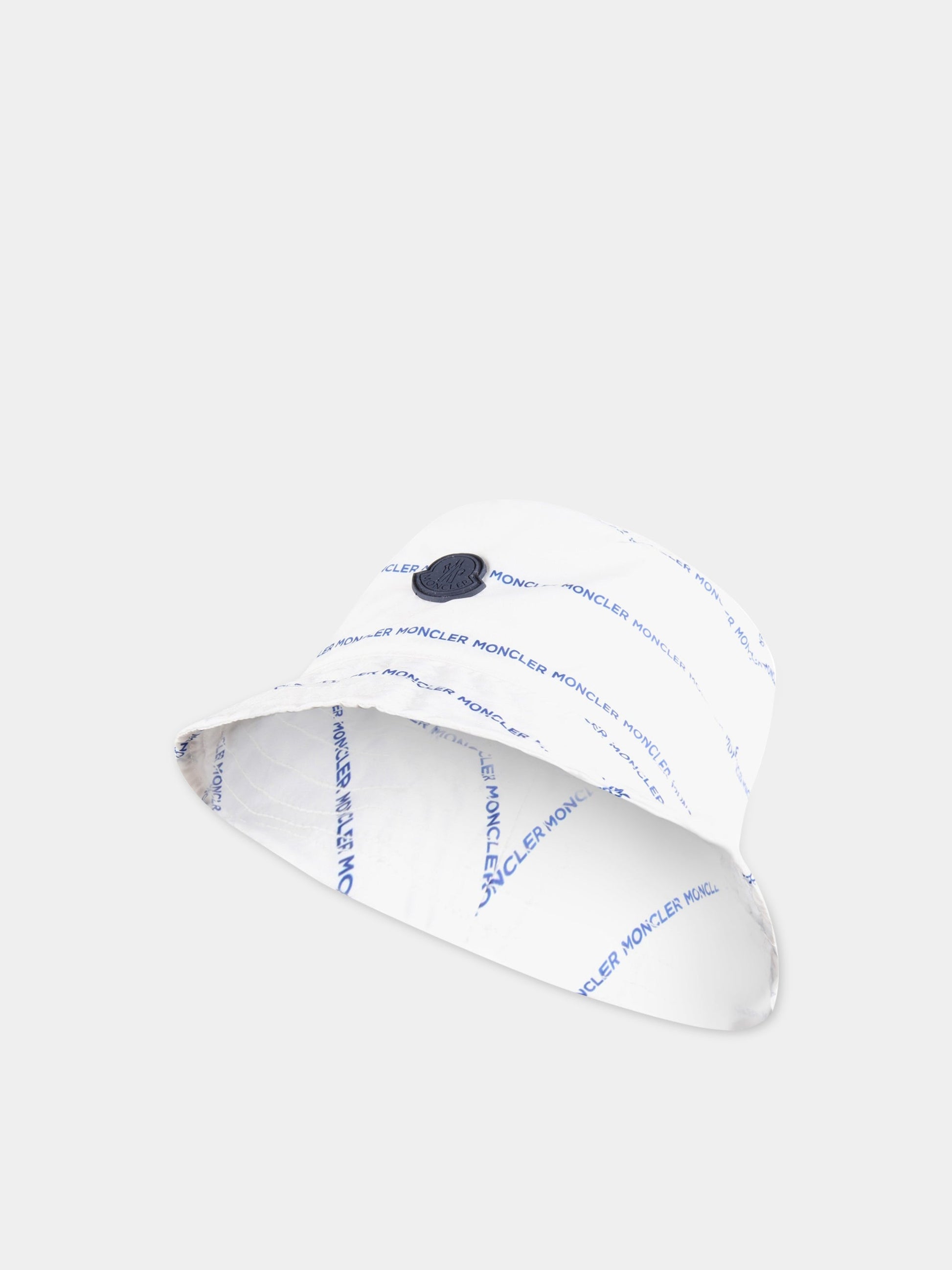 Cloche avorio per neonati con logo blu,Moncler Kids,951 3B00009 595RF 070