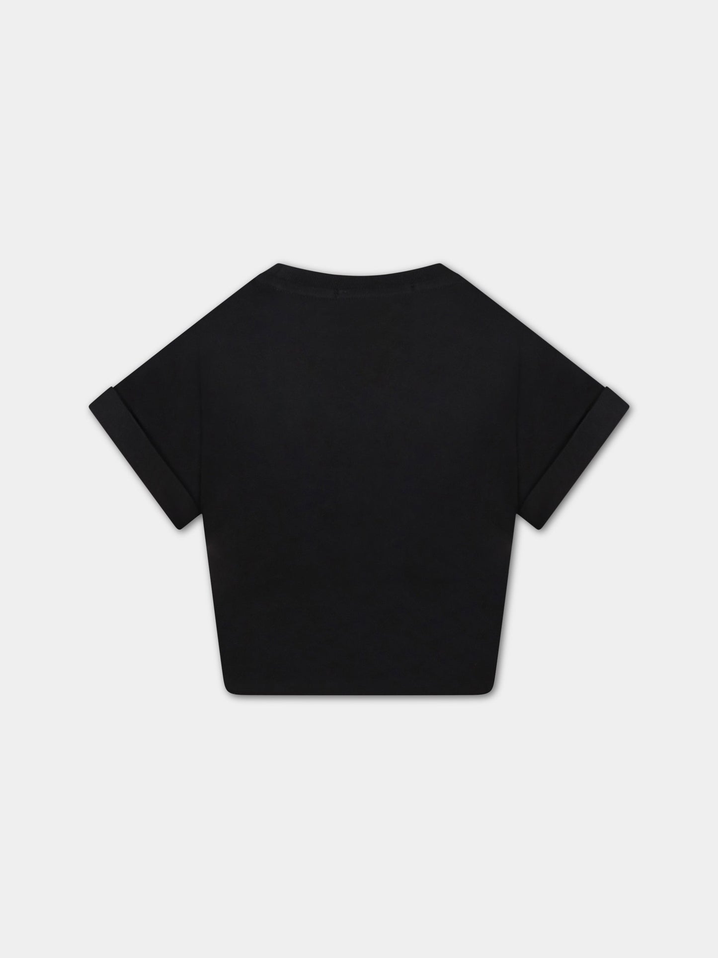 T-shirt nera per bambina con logo,Msgm Kids,MS028845 110