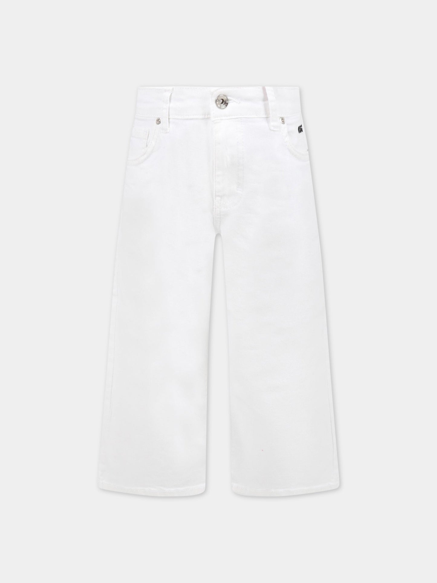 Jeans bianco per bambina con logo,Msgm Kids,MS028788 001