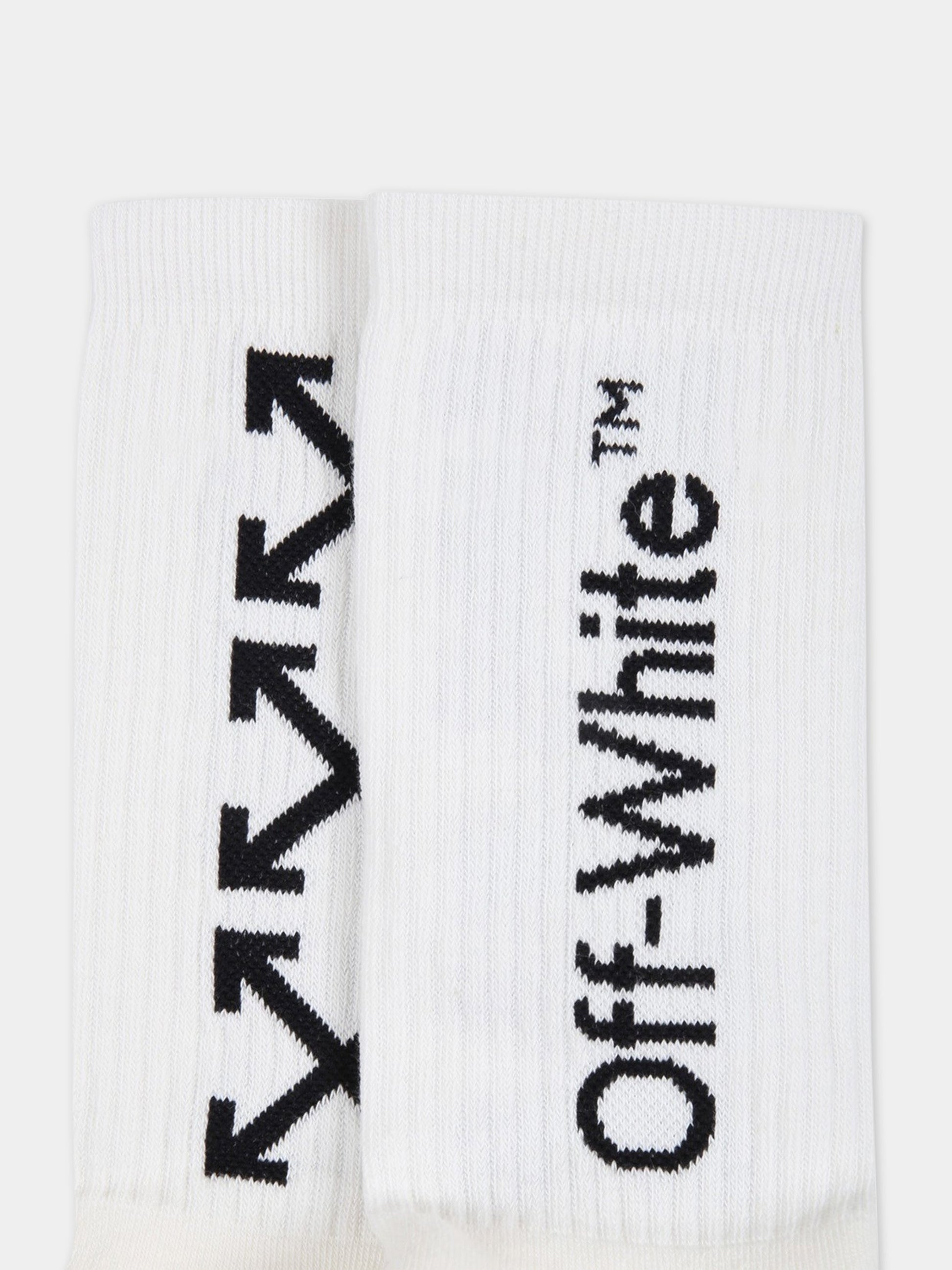 Calze bianche per bambini con logo e frecce,Off White,OBRA001S22KNI001 0110