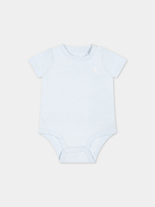 Body celeste per neonato con cavallino,Ralph Lauren Kids,850831002