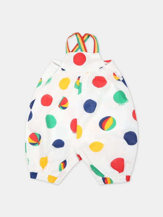 Salopette bianca per neonati con cerchi colorati,Stella Mccartney Kids,8QAHK2 Z0158 100MC