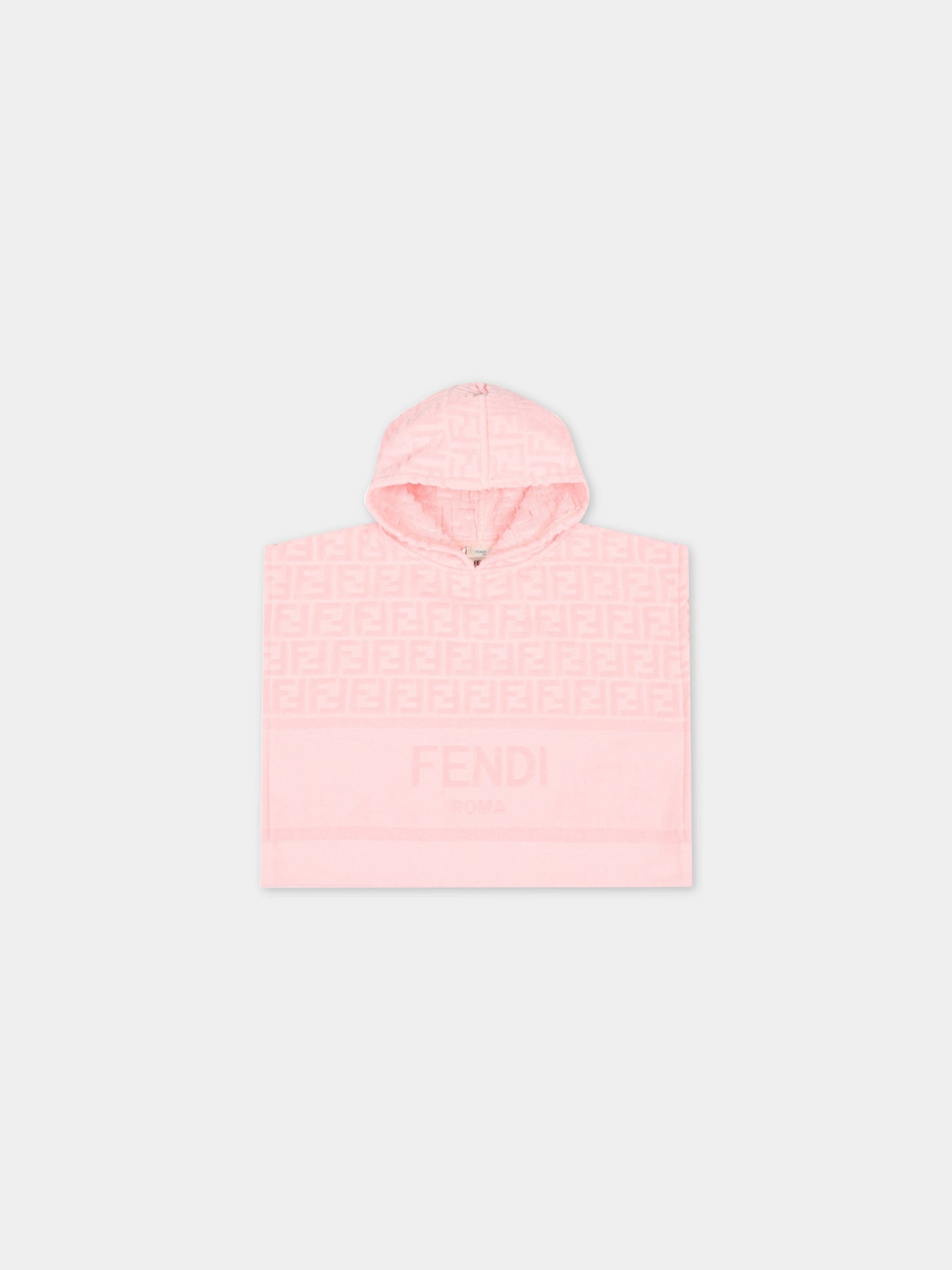 Poncho rosa per neonata con logo,Fendi Kids,BUS052 AIP2 F0QD1