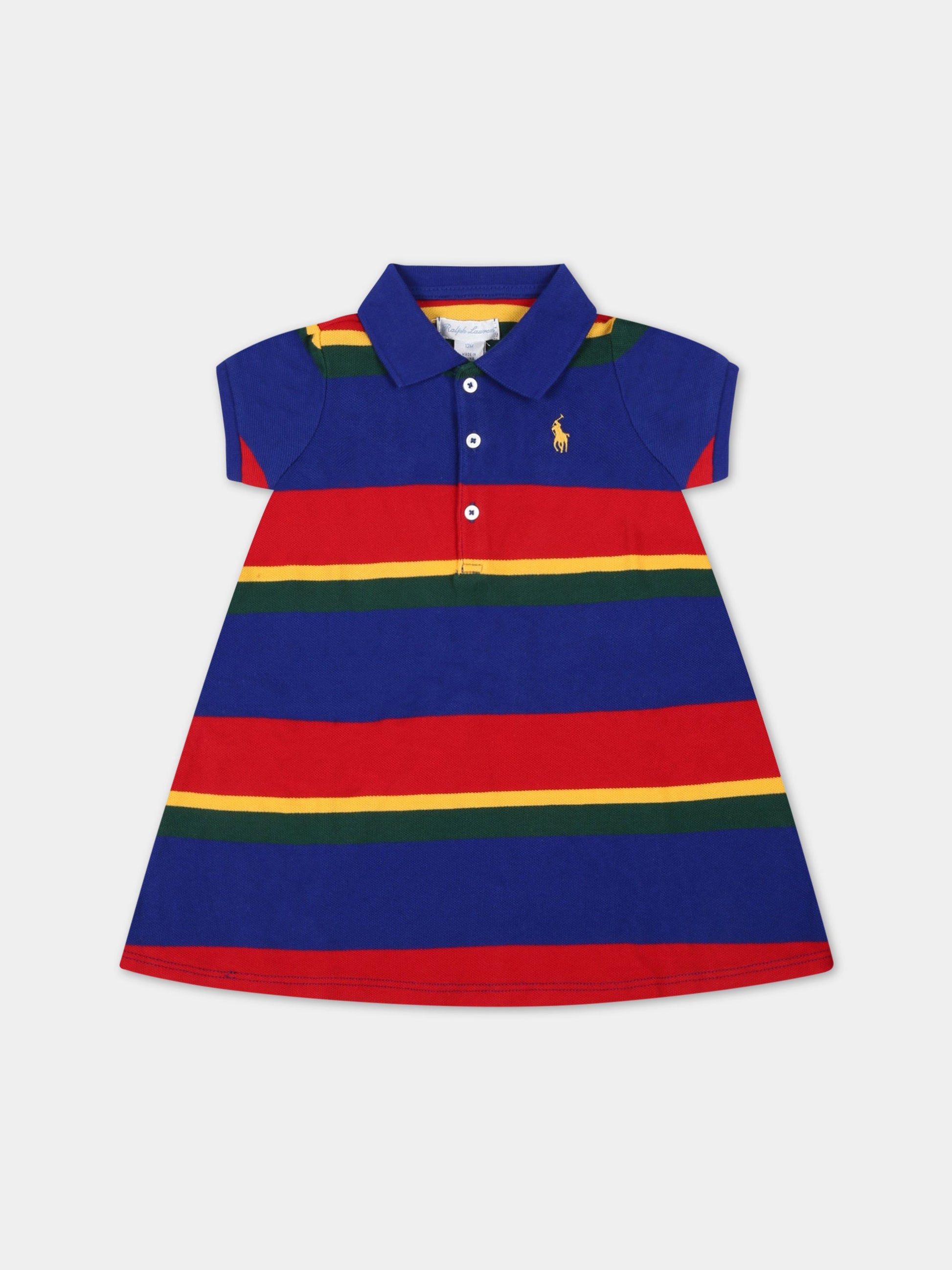 Vestito multicolor per neonata con cavallino,Ralph Lauren Kids,874035001