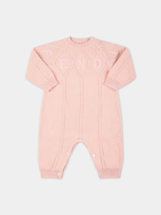 Tutina rosa per neonata con logo,Fendi Kids,BUG073 AEZG F0U0K