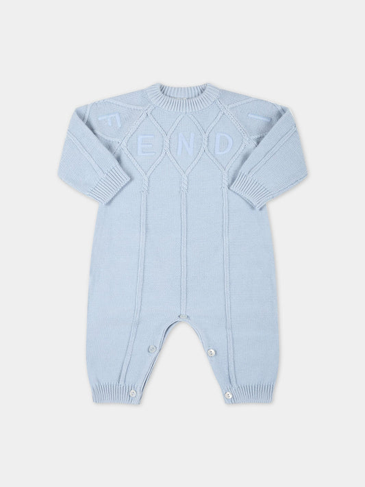 Tutina celeste per neonato con logo,Fendi Kids,BUG073 AEZG F19J4