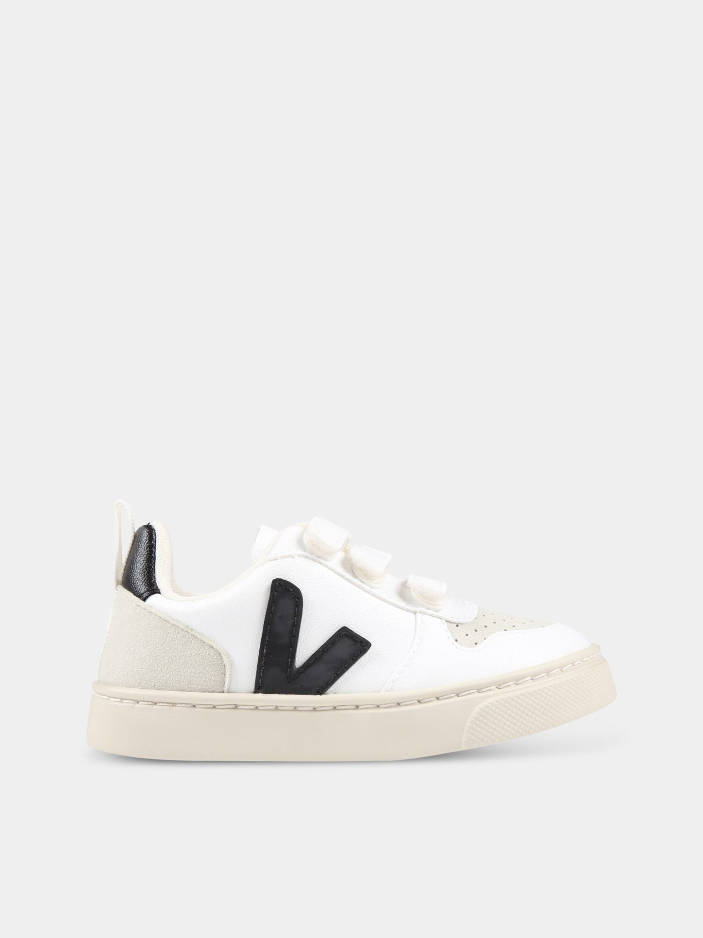 Sneakers bianche per bambini con logo nero,Veja,CV0702565C