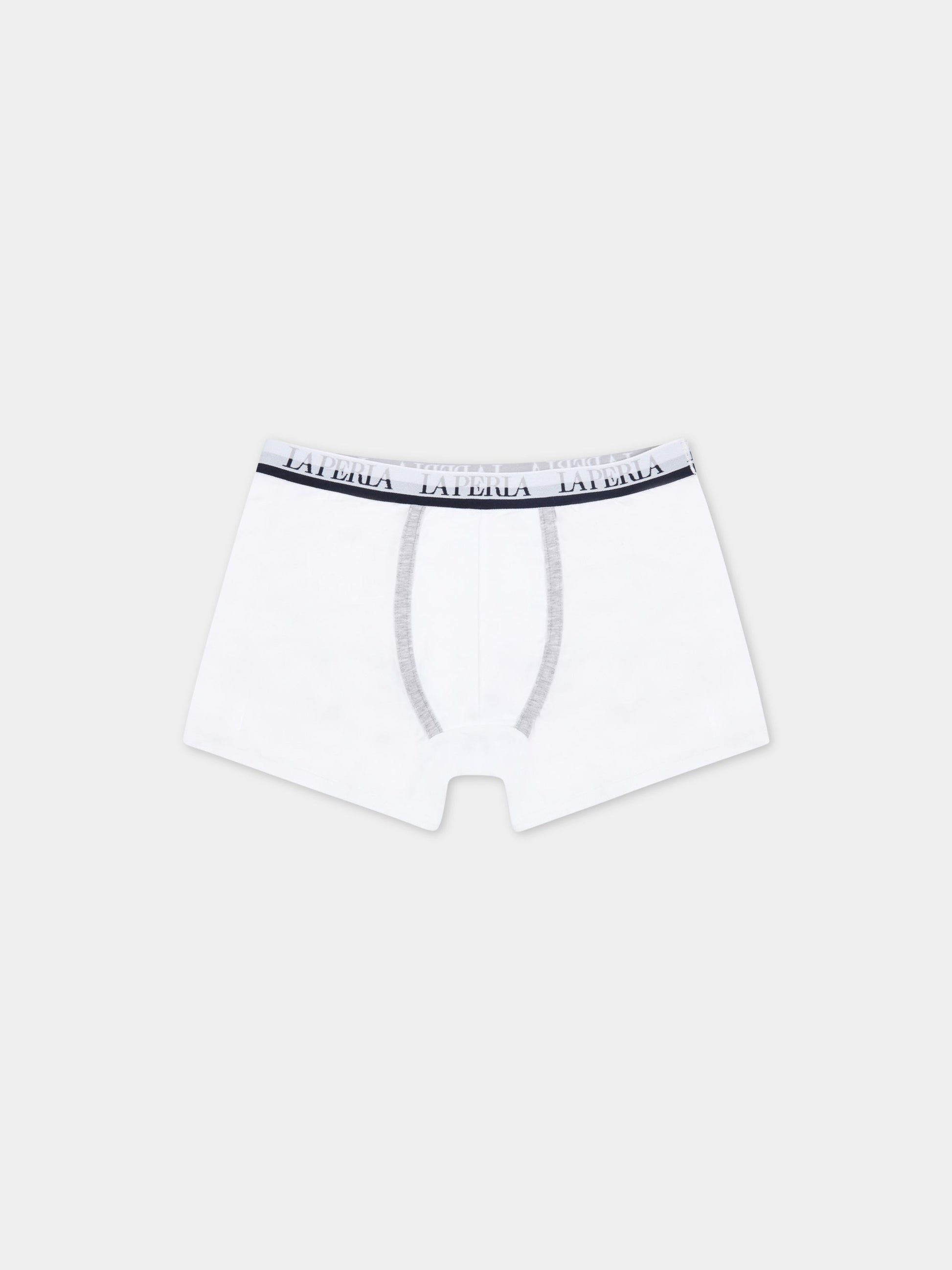 Boxer bianco per bambino con loghi,La Perla,54048 XO