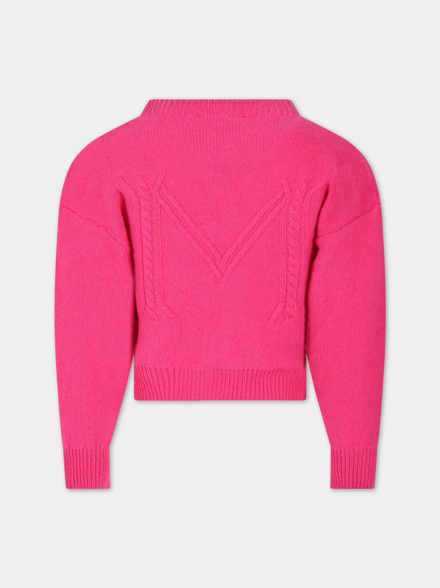 Cardigan fucsia per bambina con logo,Monnalisa,170801 0063 0094