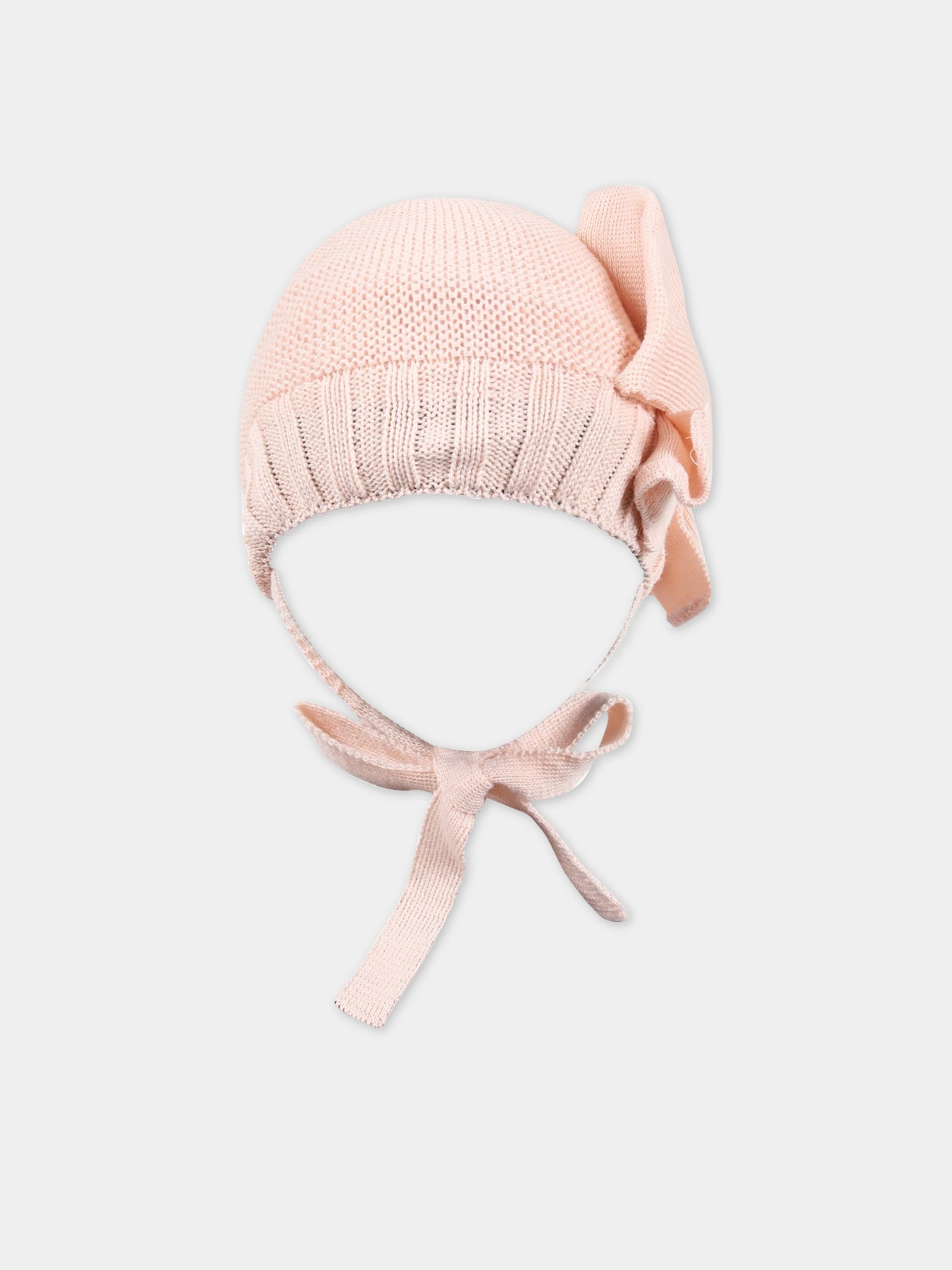 Cappello rosa per neonata con fiocco,Monnalisa,370000 0081 0092