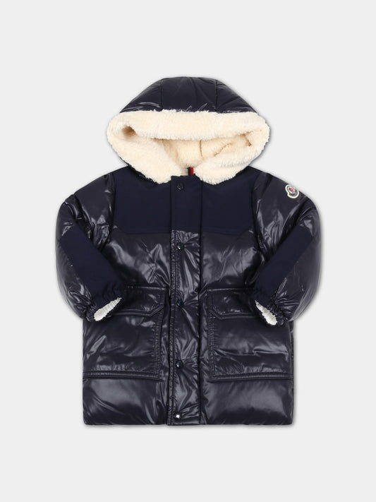 Piumino  Comil  blu per neonato con patch logato,Moncler Kids,951 1C00005 68950 742