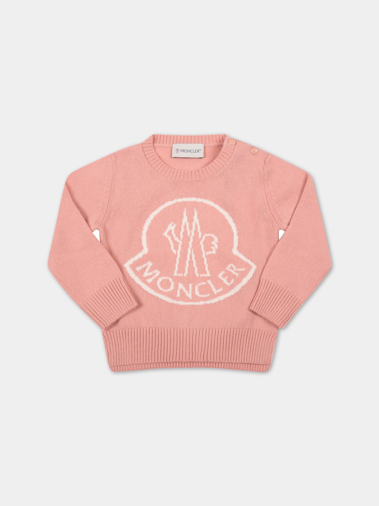 Maglione rosa per neonata con logo,Moncler Kids,951 9C00002 M1127 521