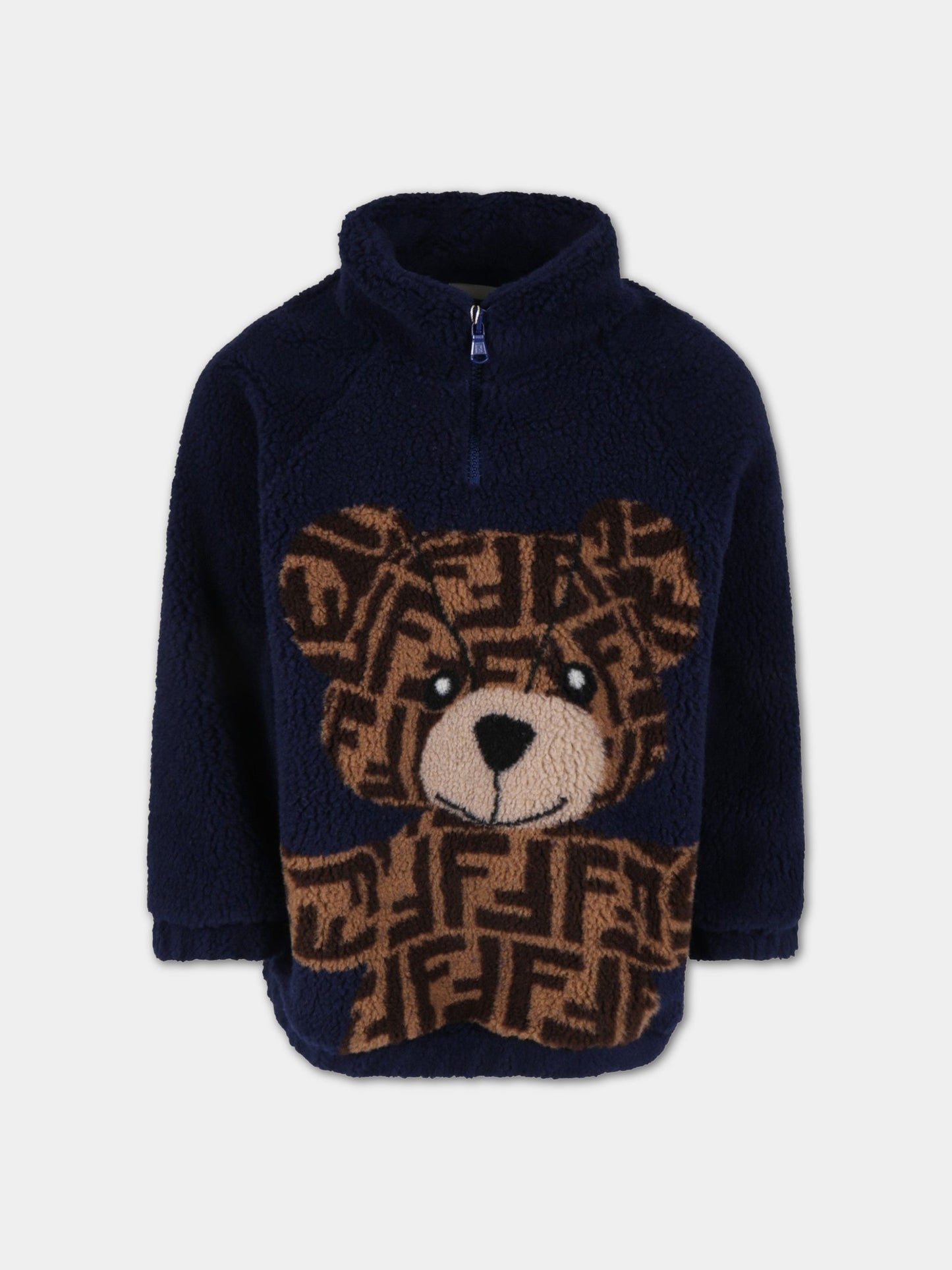 Felpa blu per bambino con orso,Fendi Kids,JUH045 AJ2N F1I11