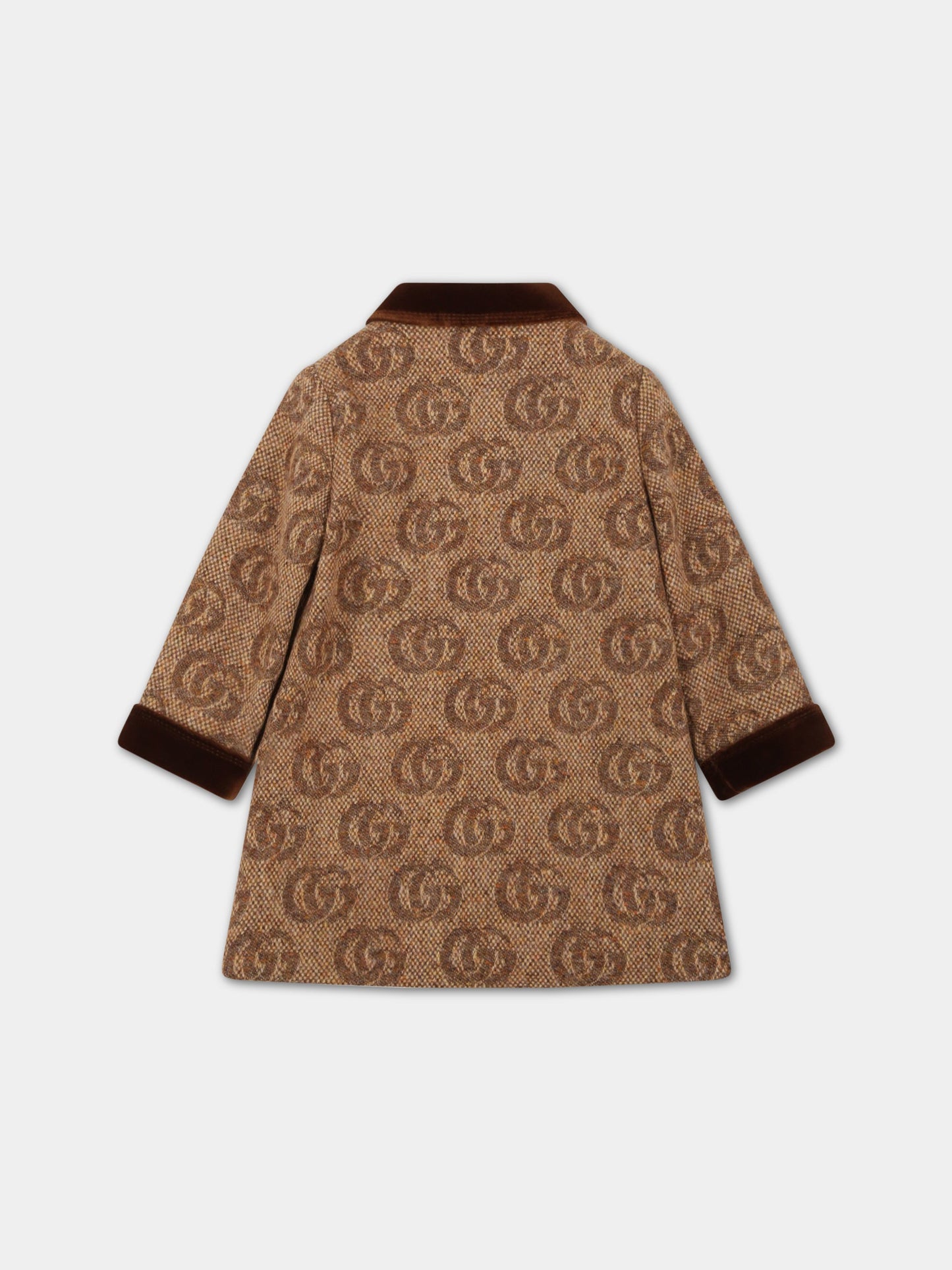 Cappotto beige per neonata con doppia GG,Gucci Kids,694945 ZAIXX 2397