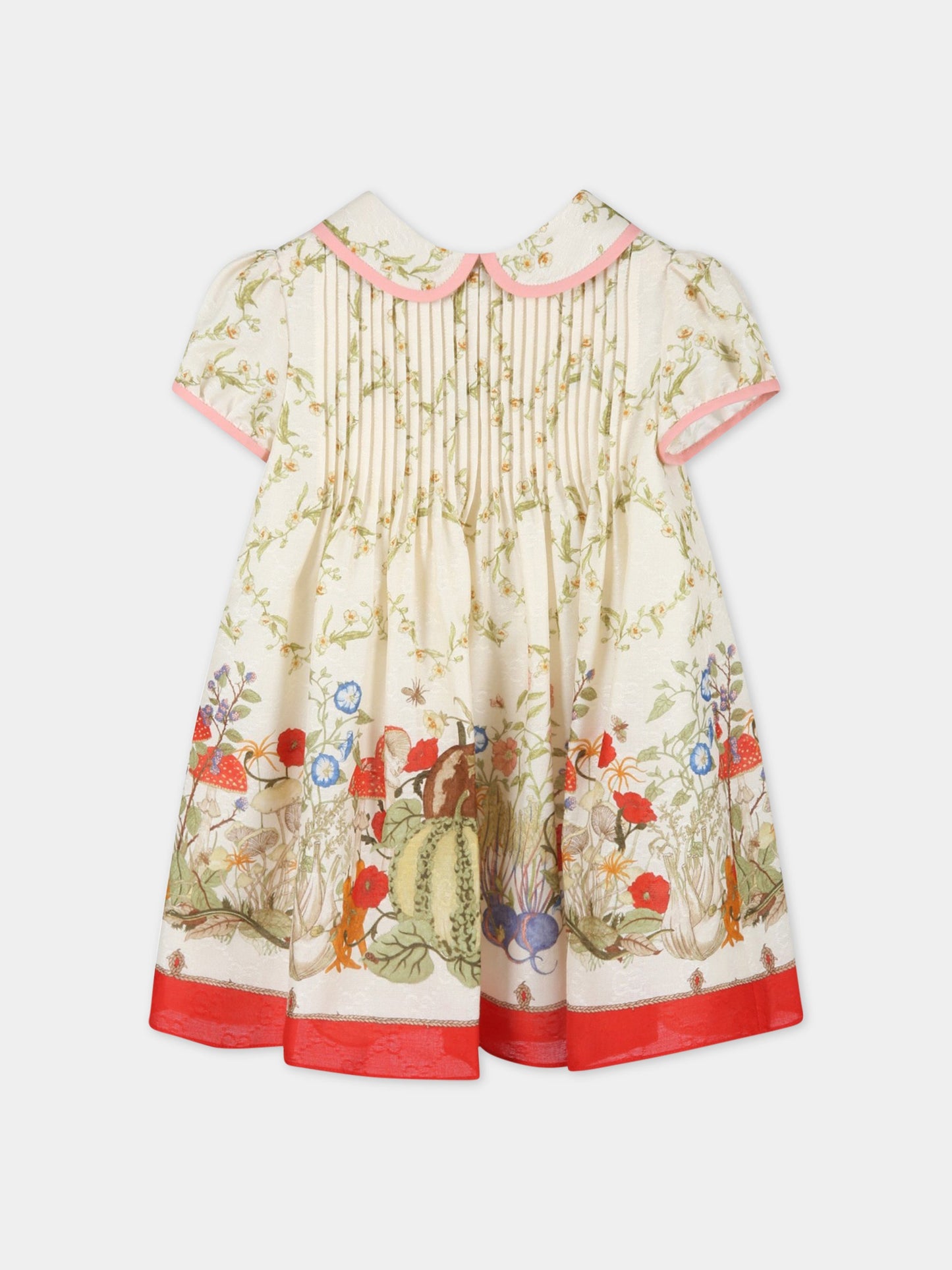 Vestito avorio per neonata con stampa floreale,Gucci Kids,694936 ZAJFS 9376