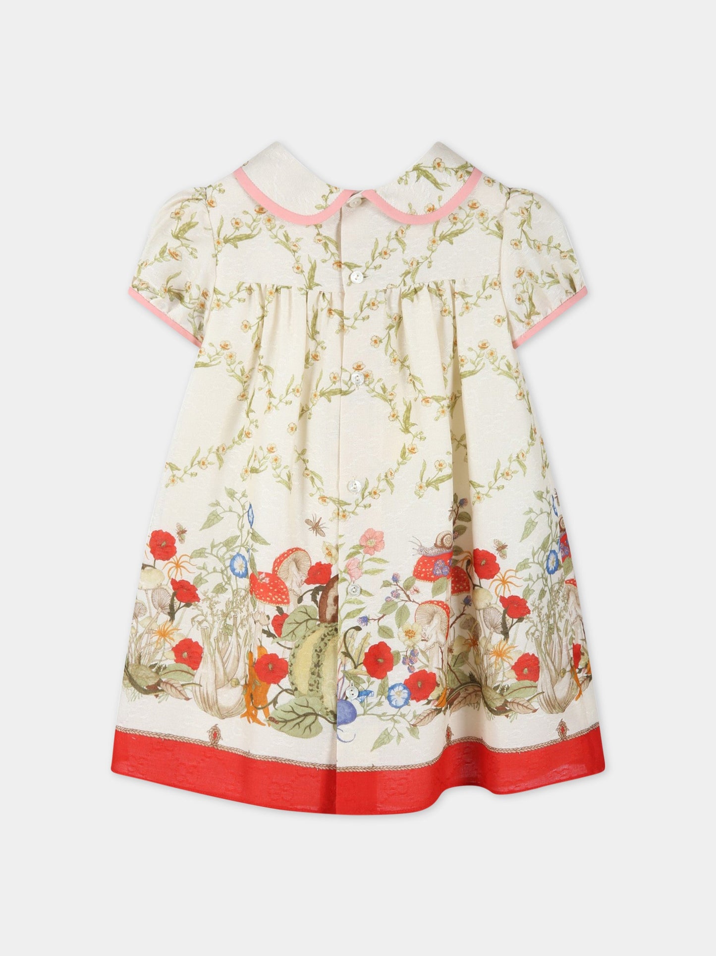 Vestito avorio per neonata con stampa floreale,Gucci Kids,694936 ZAJFS 9376