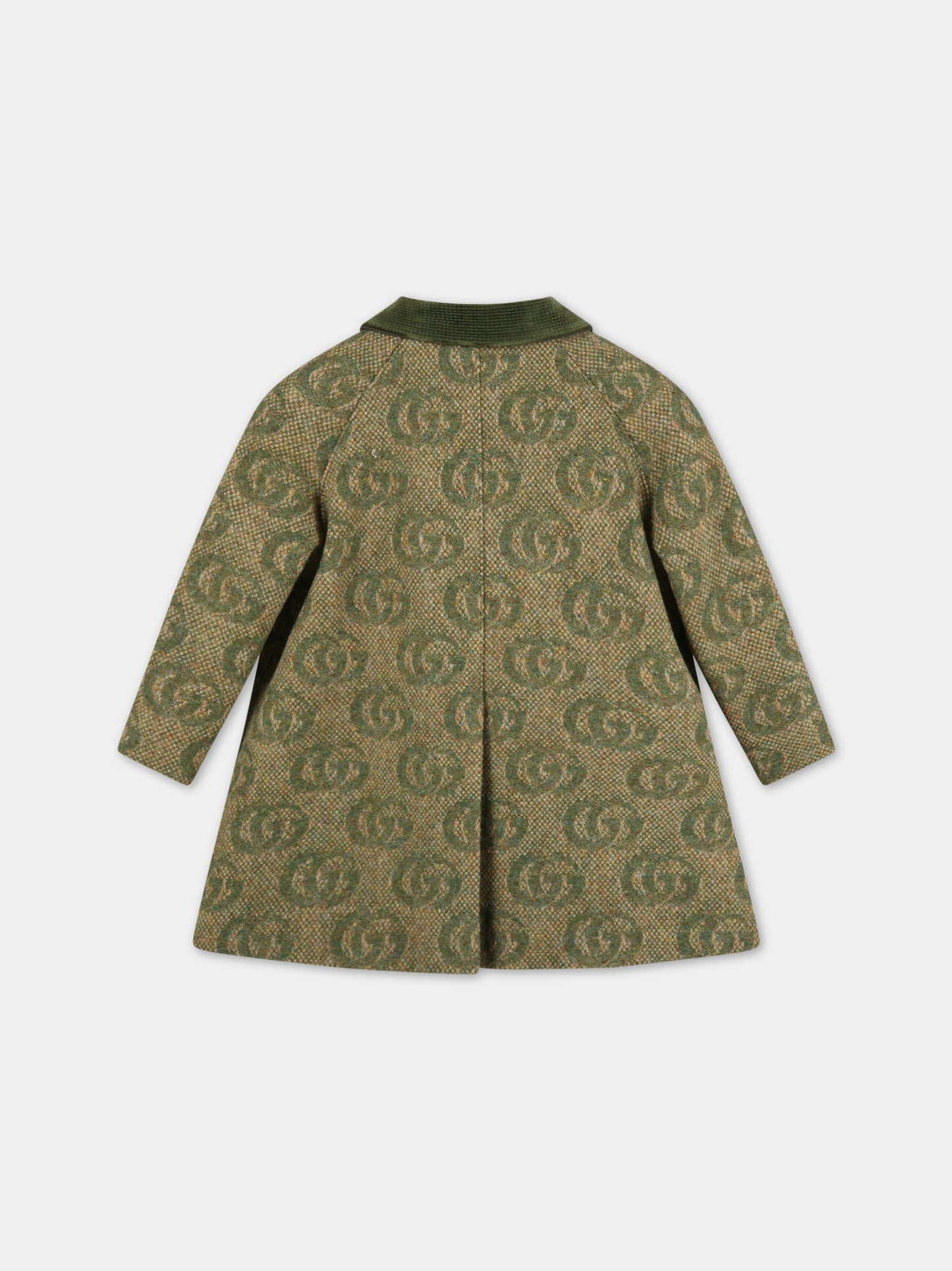 Cappotto verde per neonata con doppia GG,Gucci Kids,692706 XWATM 2298