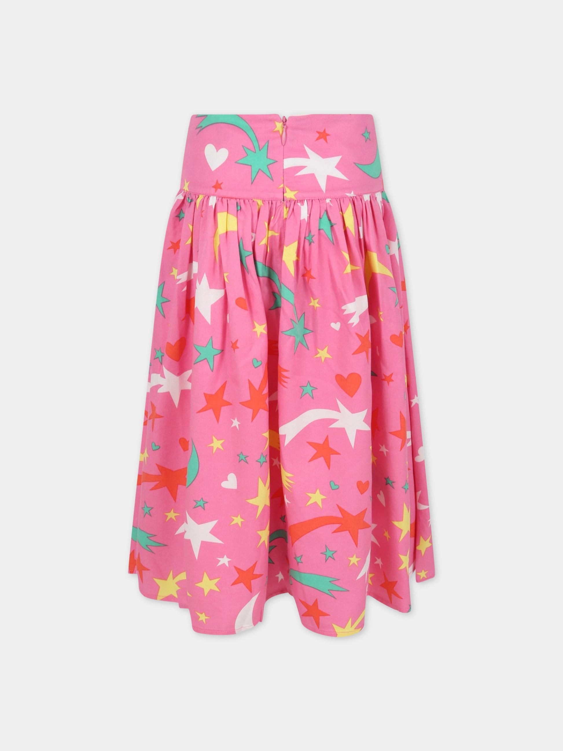 Gonna fucsia per bambina con stelle, cuori e lune,Stella Mccartney Kids,8R7A90 Z0482 511MC