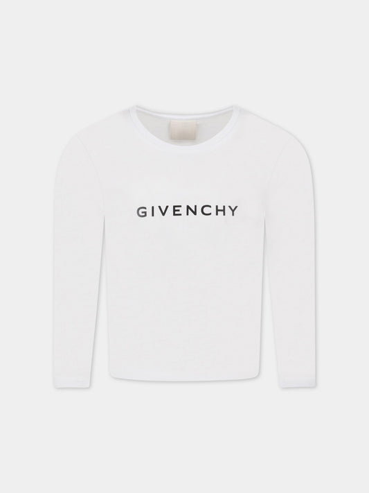 T-shirt bianca per bambina con logo,Givenchy Kids,H15277 10B