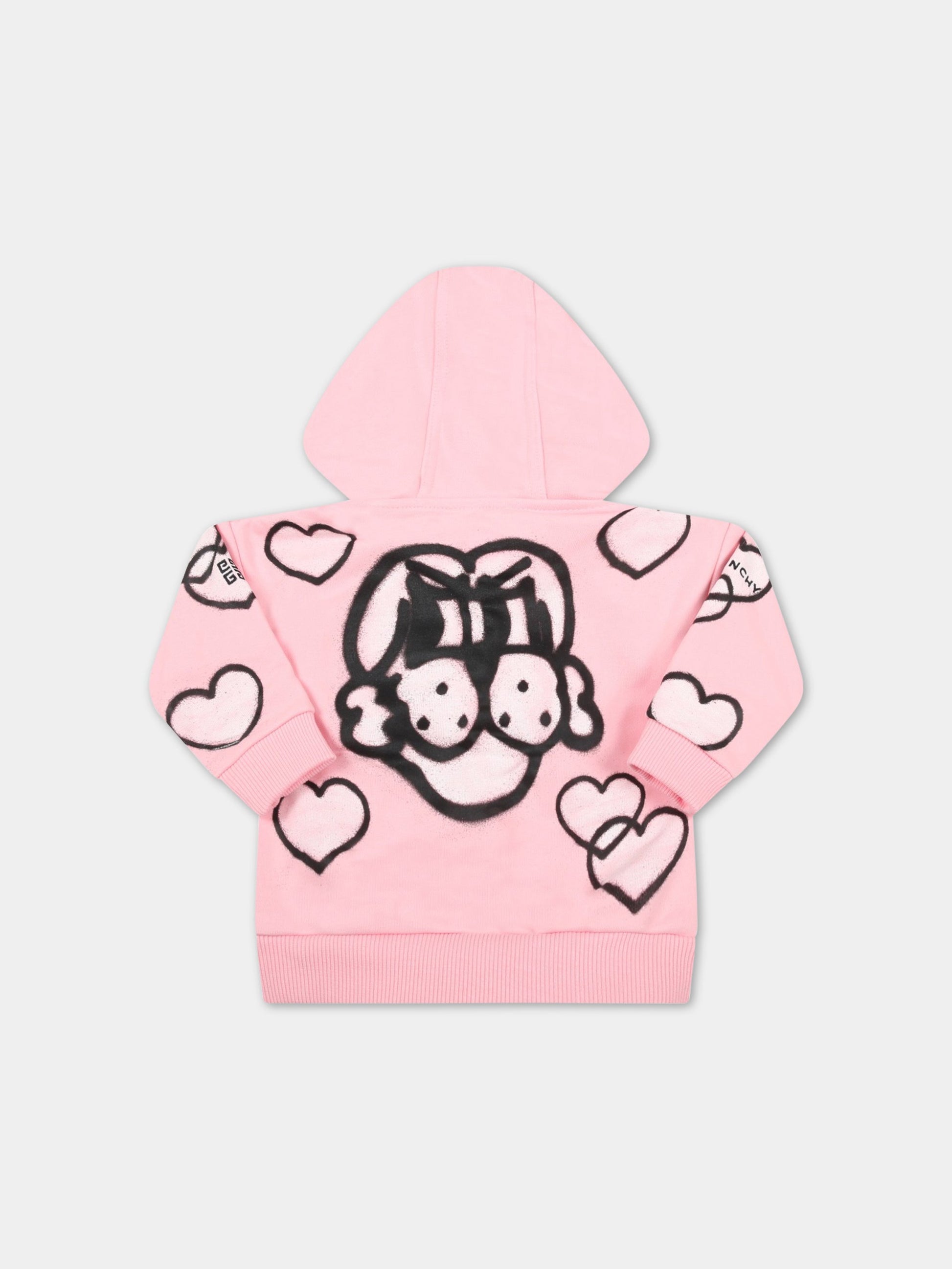 Felpa rosa per neonata con cuori,Givenchy Kids,H05233 45T